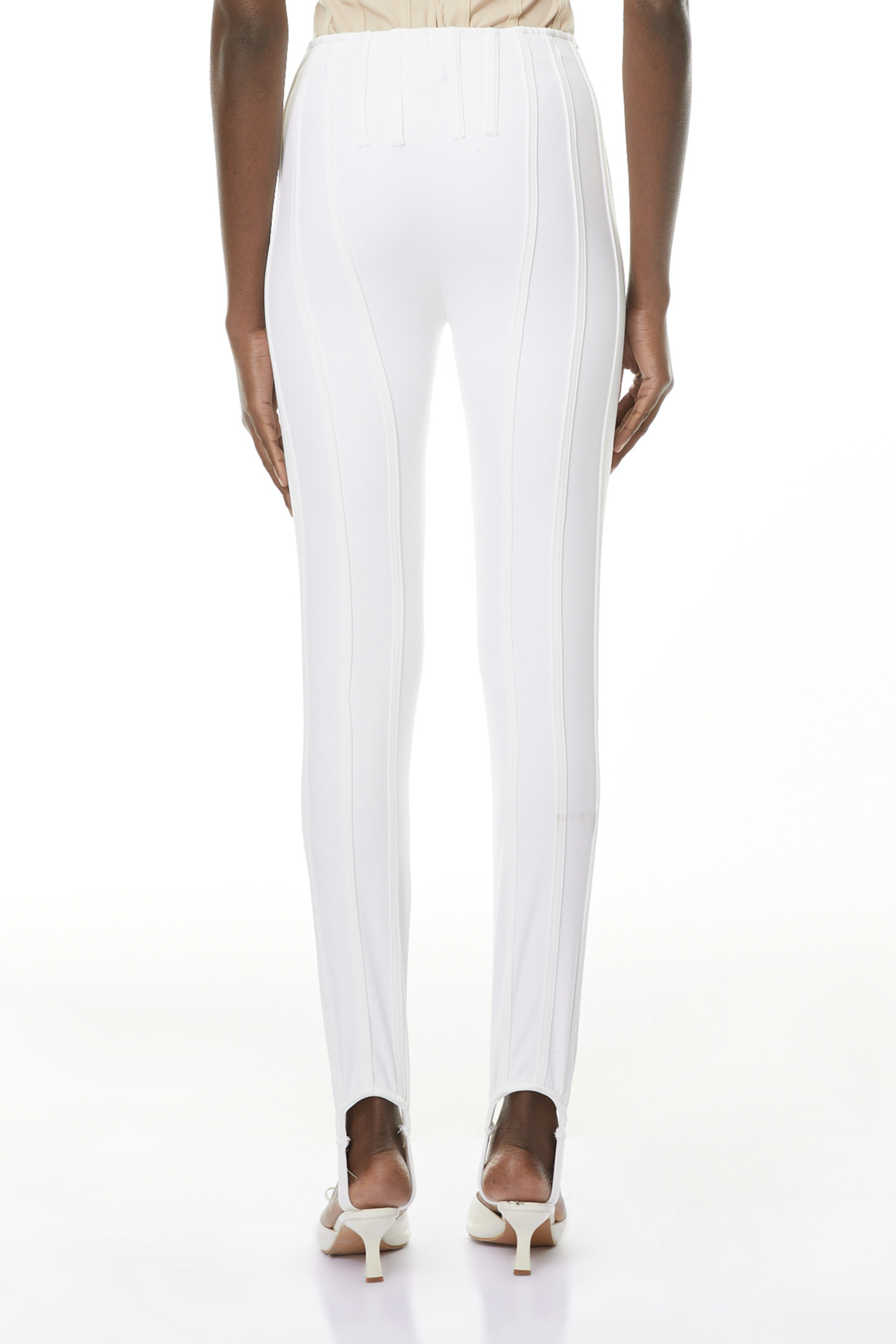 Cordelia White Decorative Stitching Leggings