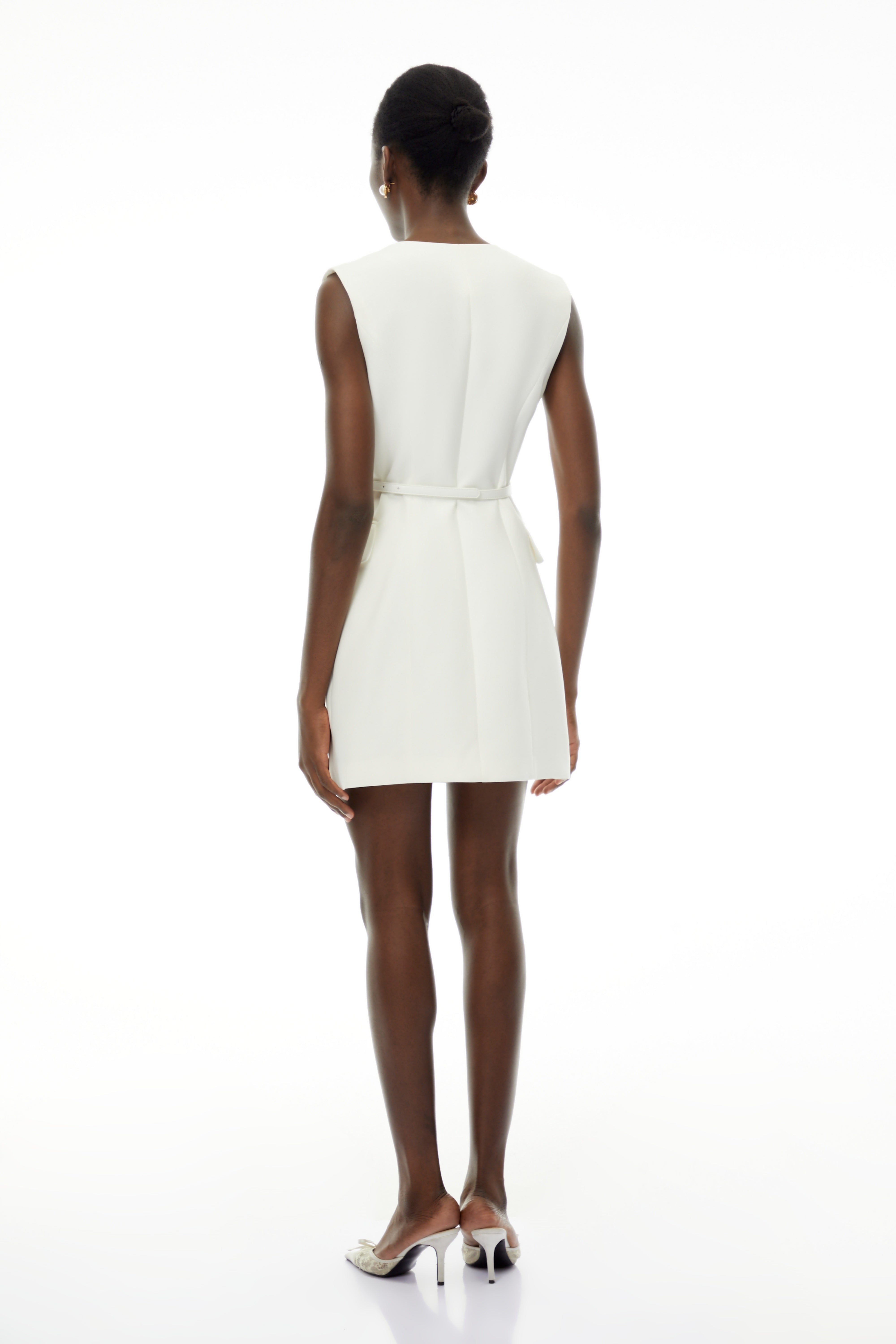 Cordelia White Sleeveless Mini Dress with 3D Florals
