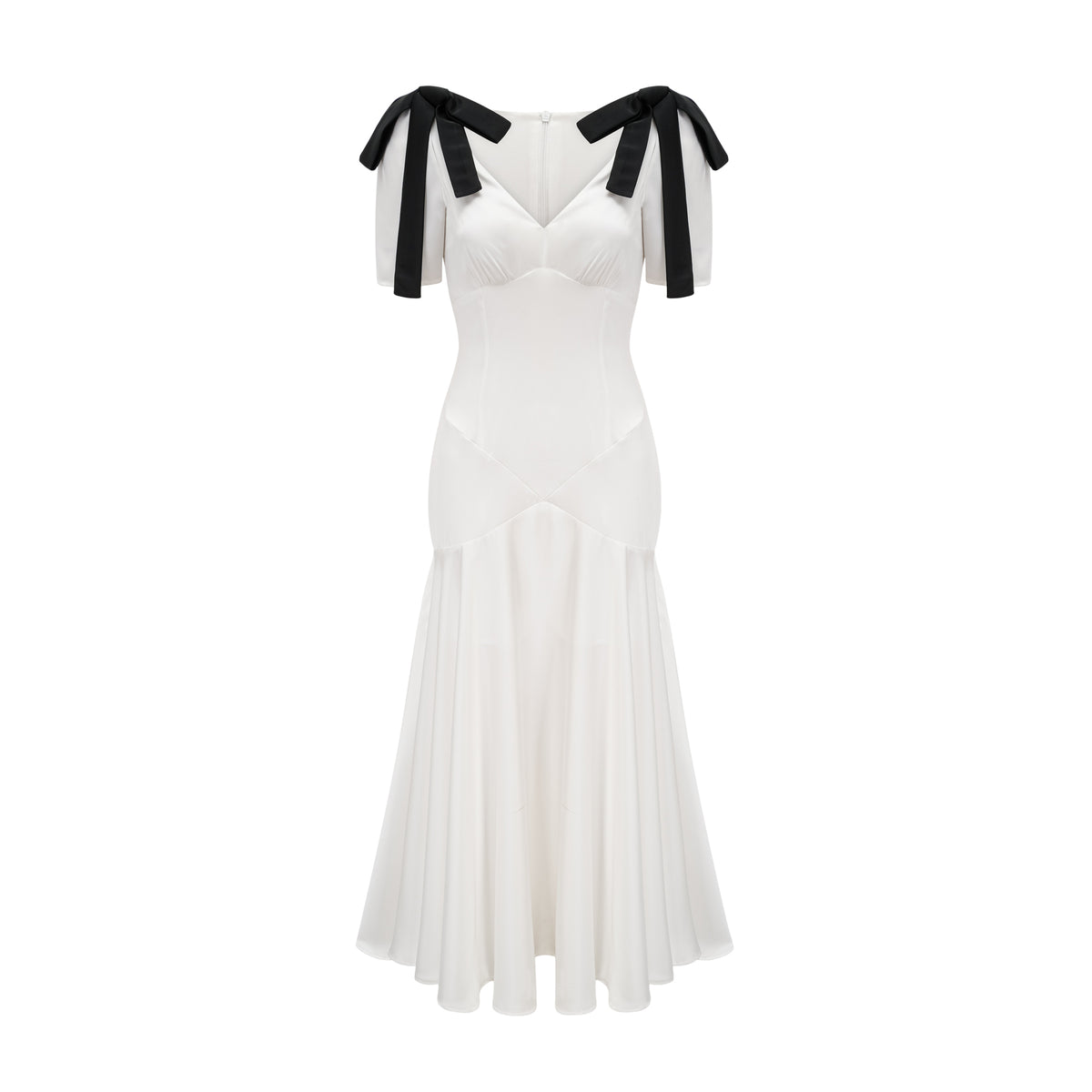 Cyrielle ribbon-detail puff-sleeve maxi dress, M / White Cyrielle ribbon-detail puff-sleeve maxi dress, M / White