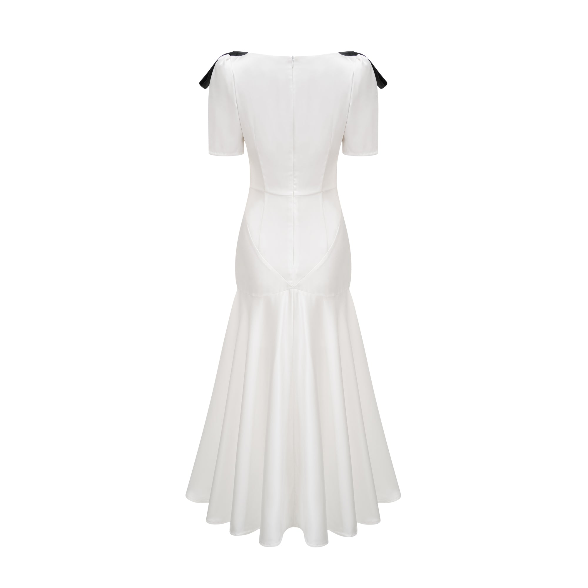 Robe longue à manches bouffantes et nœud « Cyrielle »