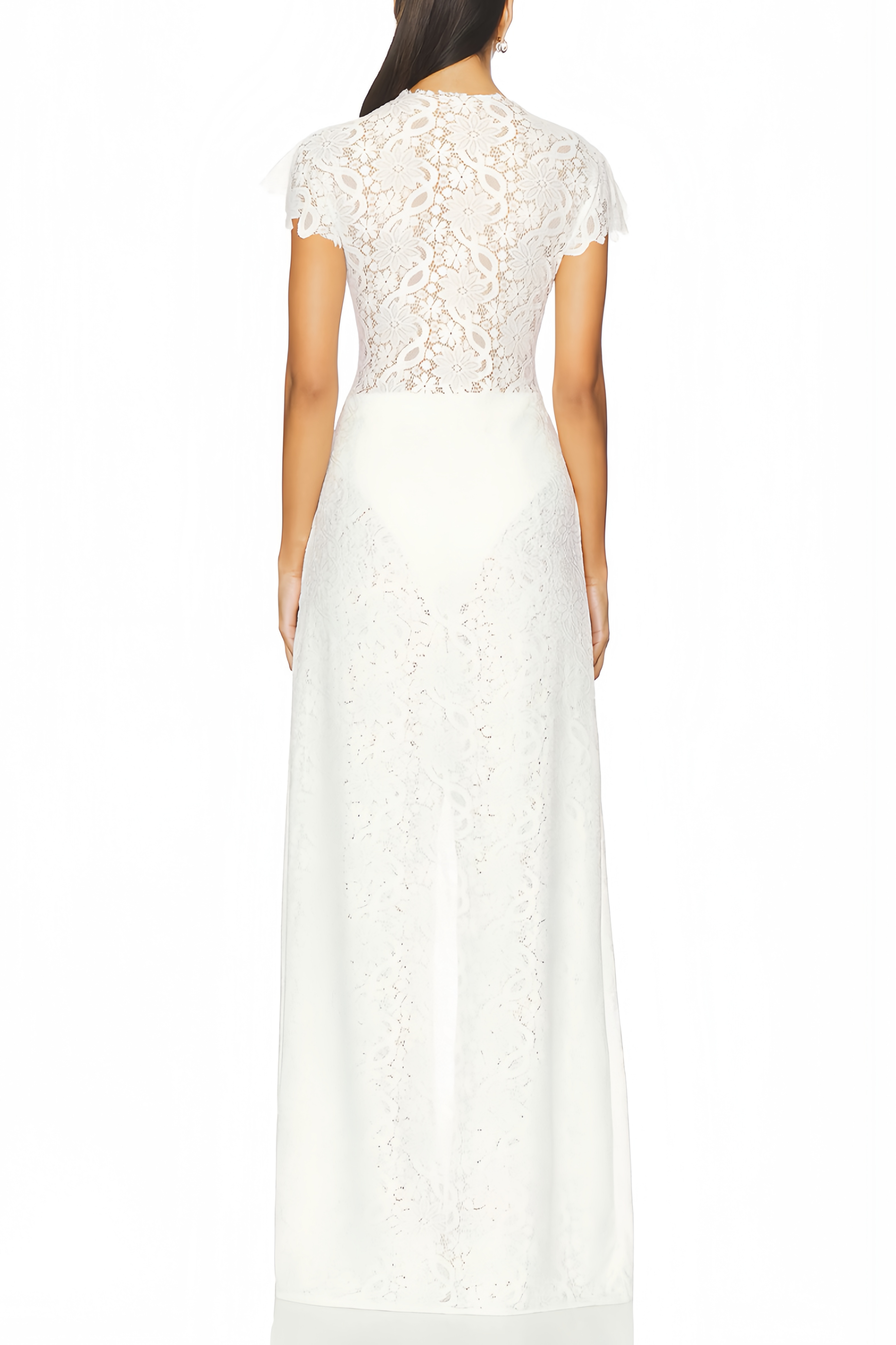 Loana White Floral Lace Top & Trousers Set   