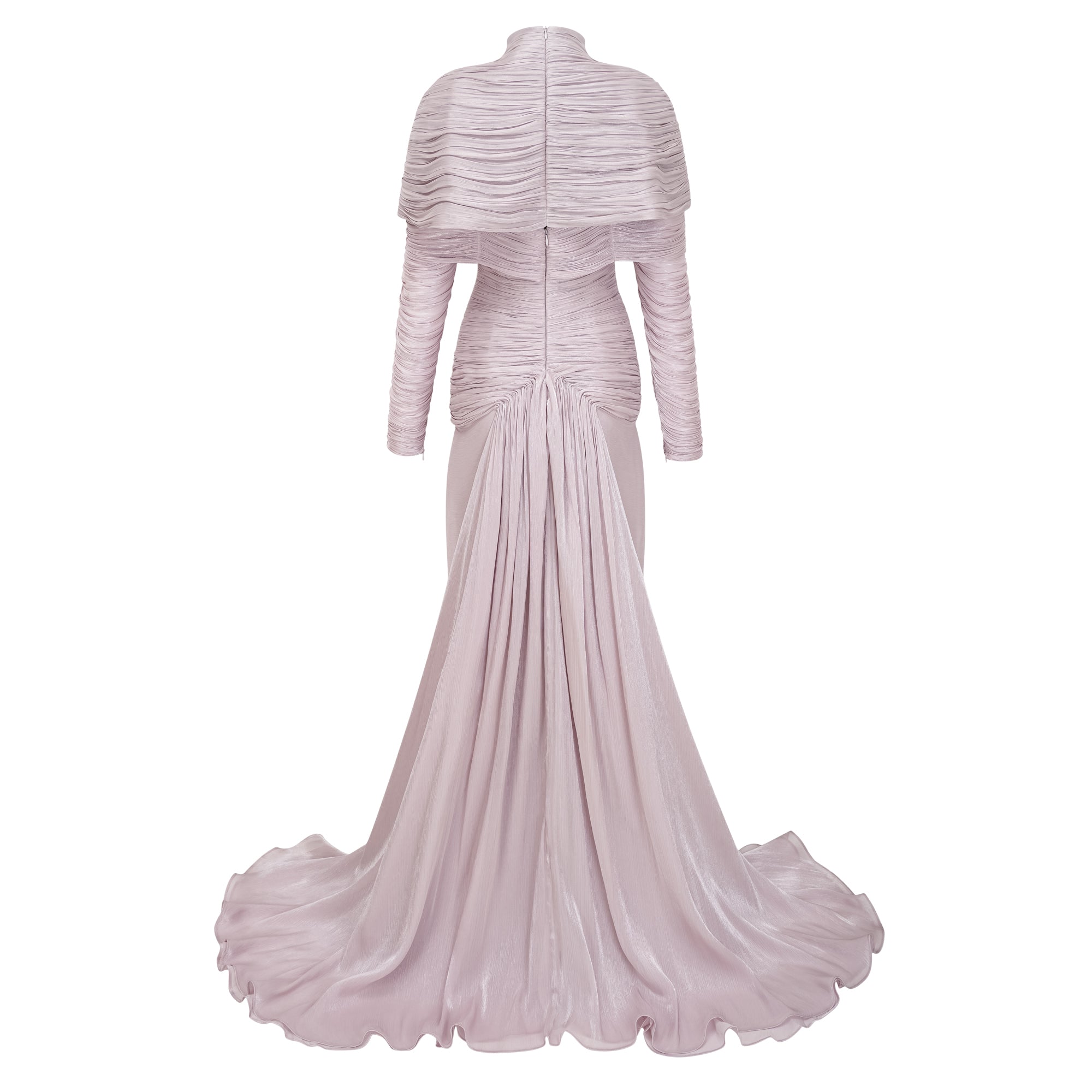 Nerida Silbernes Maxikleid mit Rollkragen und Rüschen