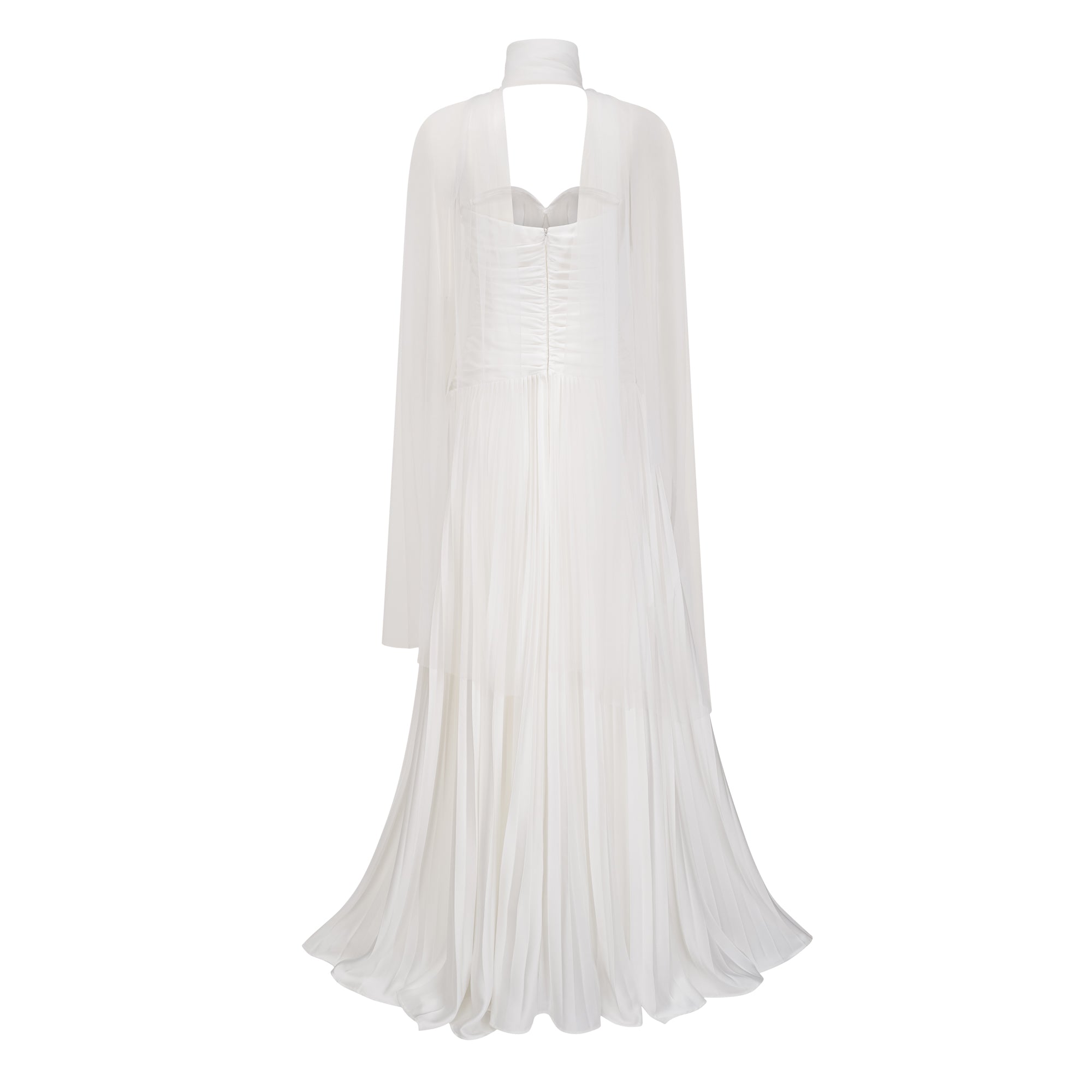 مجموعة فستان ماكسي أبيض لامع مطوي وعباءة من Palesa