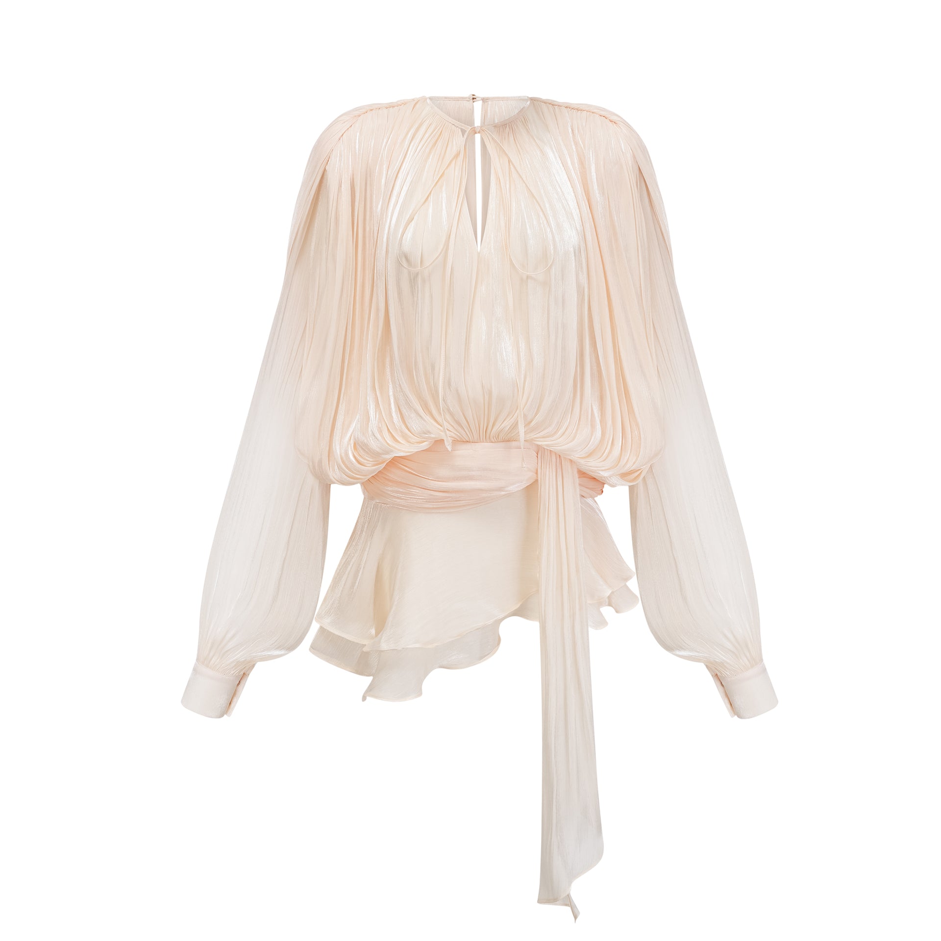 Eugénie fully-pleated ruffled mini dress in Neutrals - XS / Neutrals