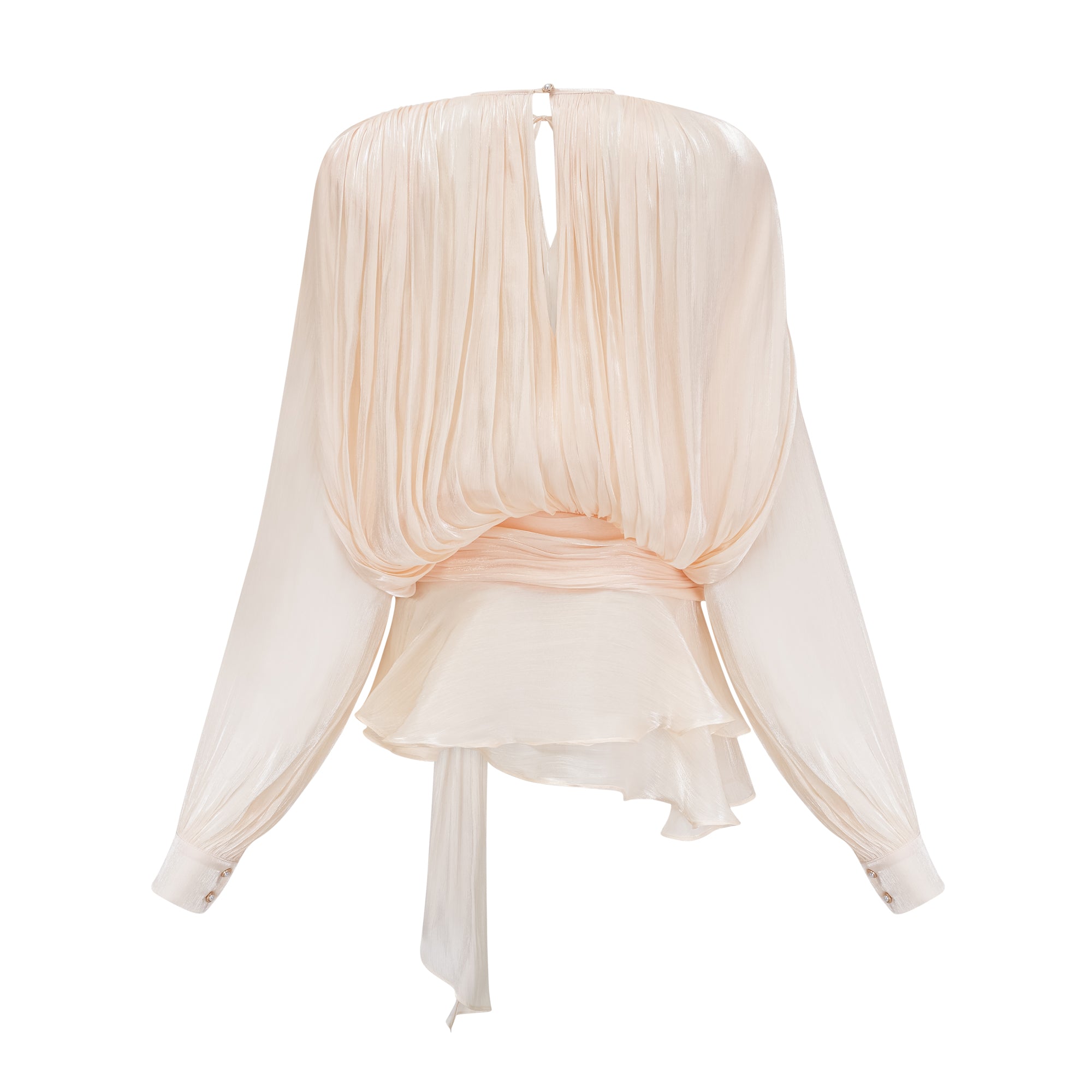 Eugénie fully-pleated ruffled mini dress in Neutrals