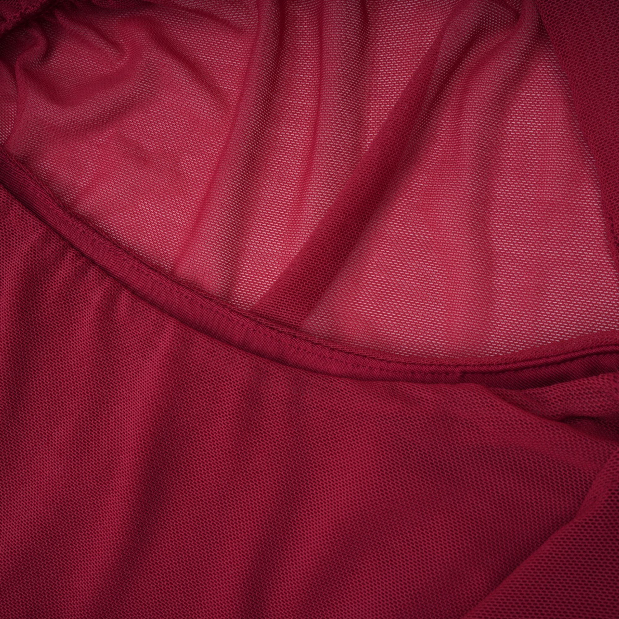 Sylphe Red Asymmetrical Ruched Mesh Maxi Dress