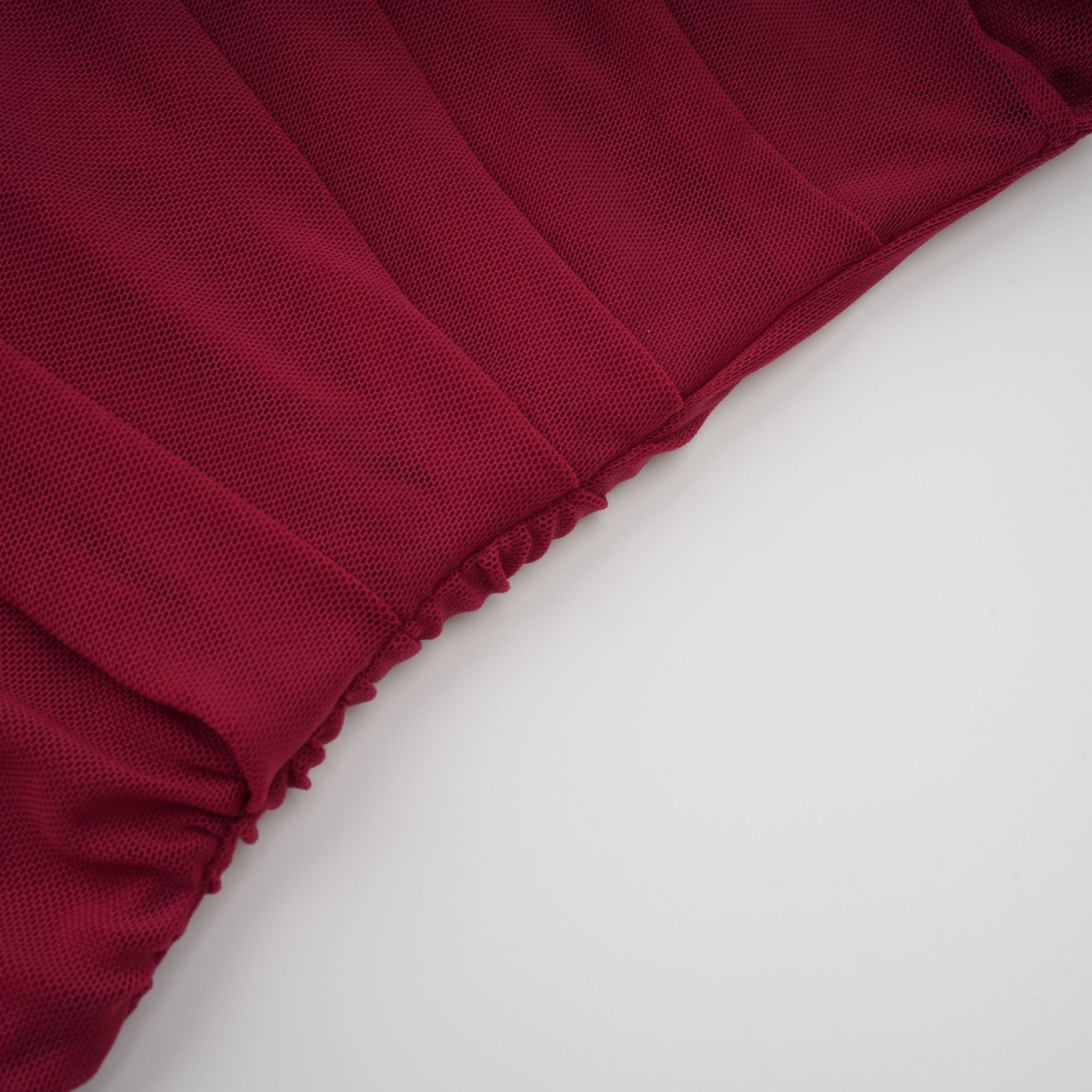 Sylphe Red Asymmetrical Ruched Mesh Maxi Dress