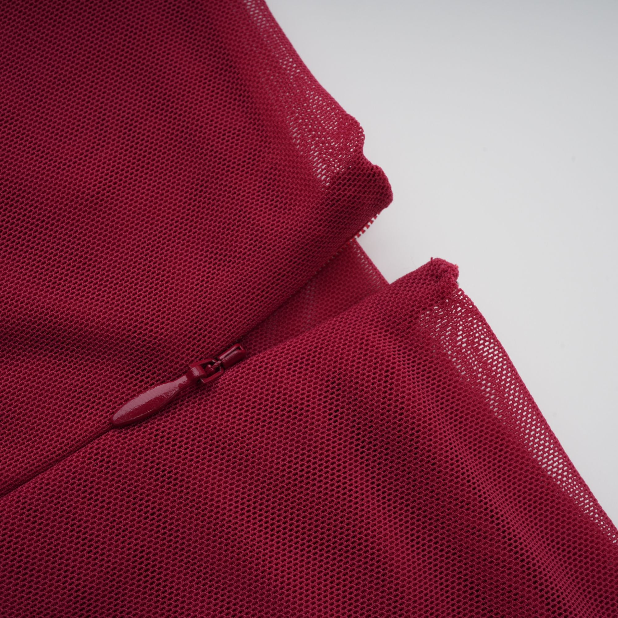 Sylphe Red Asymmetrical Ruched Mesh Maxi Dress