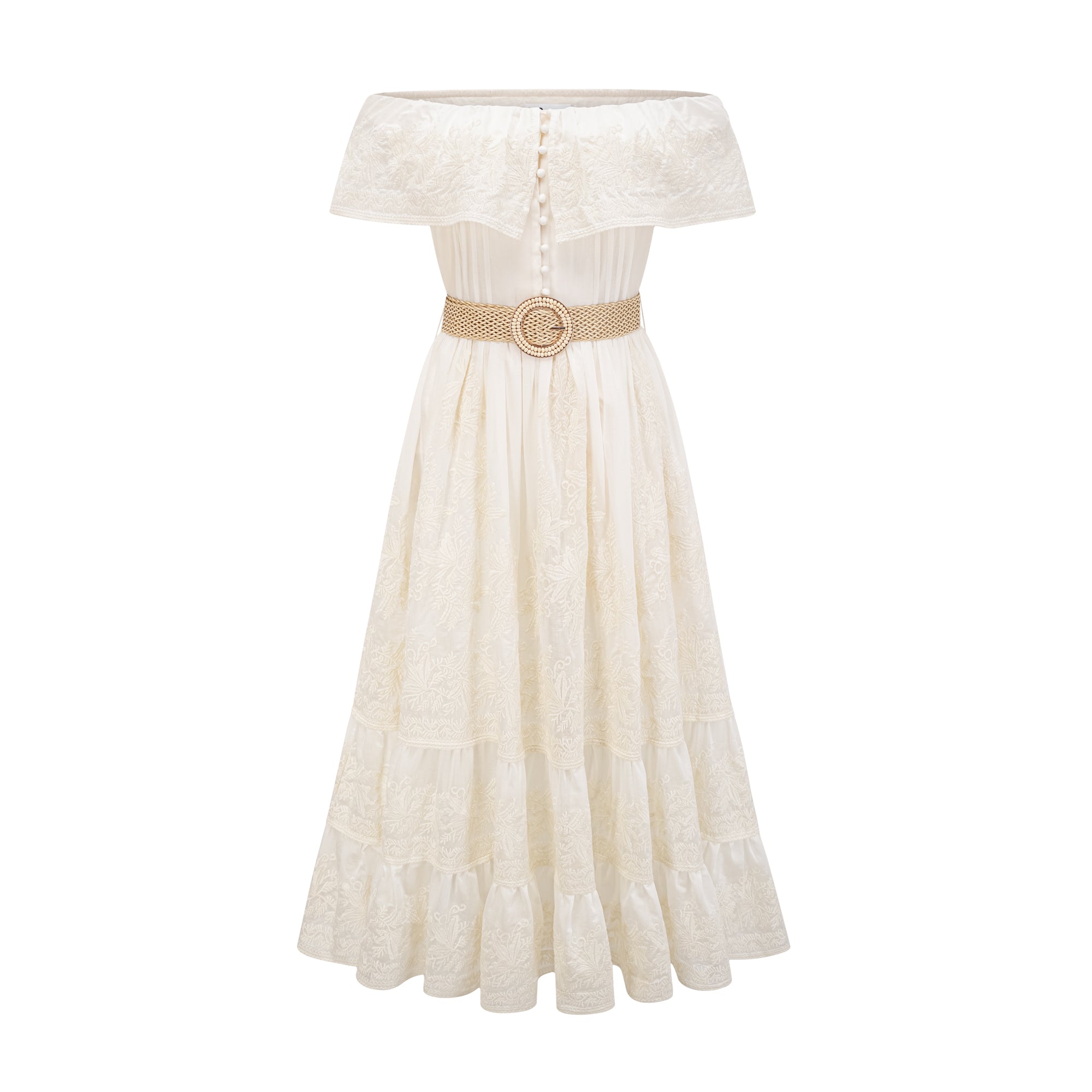 Charlotte lace-trim tulle midi dress (US Only)