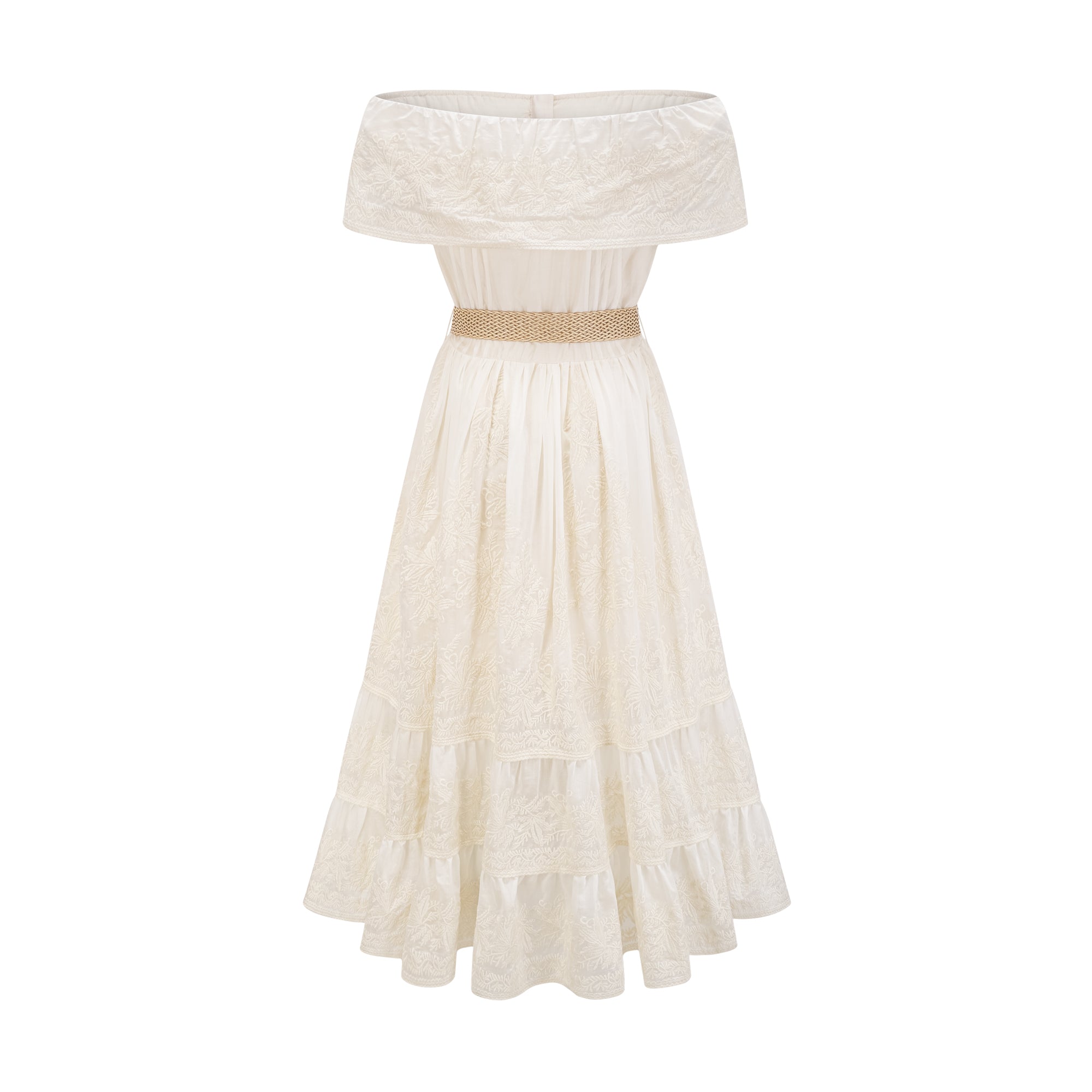 Charlotte lace-trim tulle midi dress