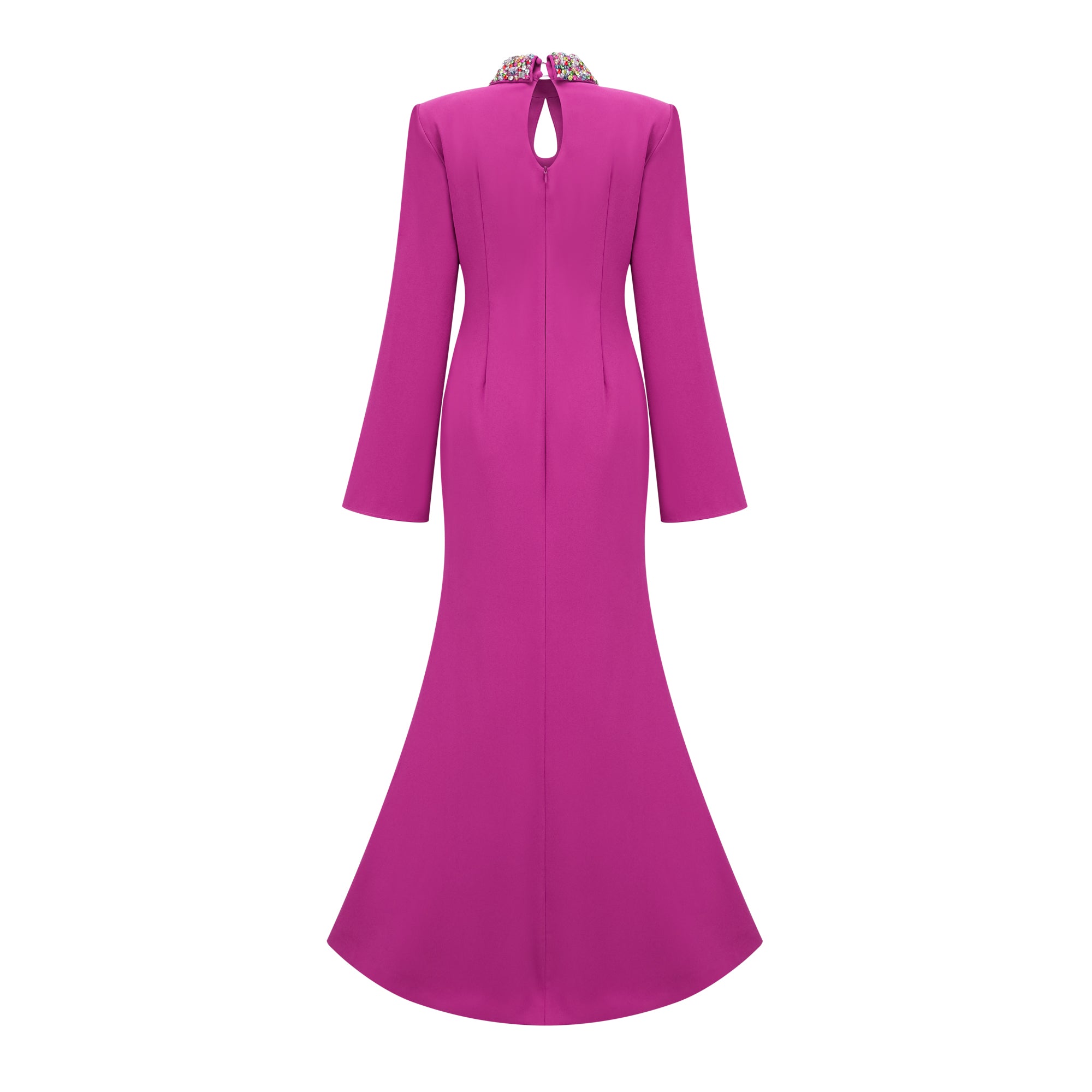 فستان حورية البحر الفوشيا الرائع بتفاصيل فتحة المفتاح