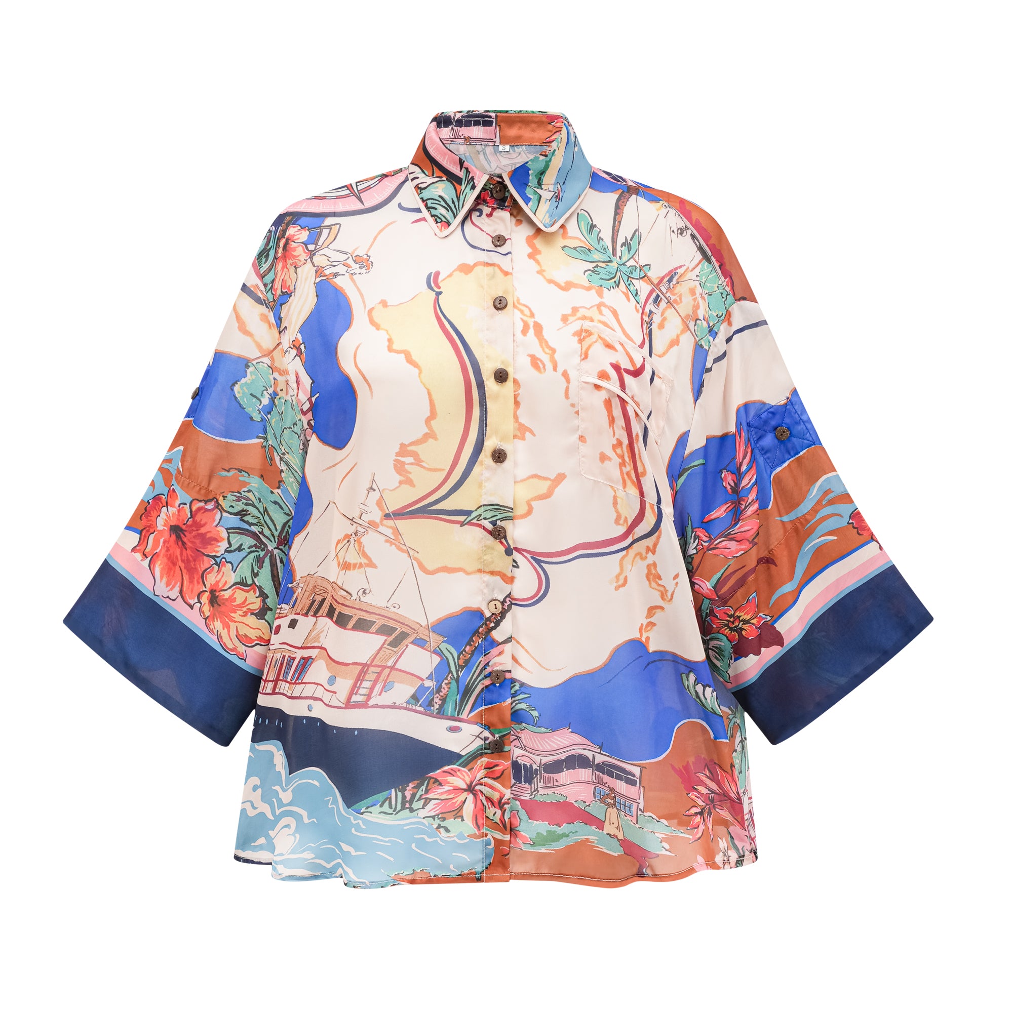 Terra nautical map-print shirt & shorts matching set