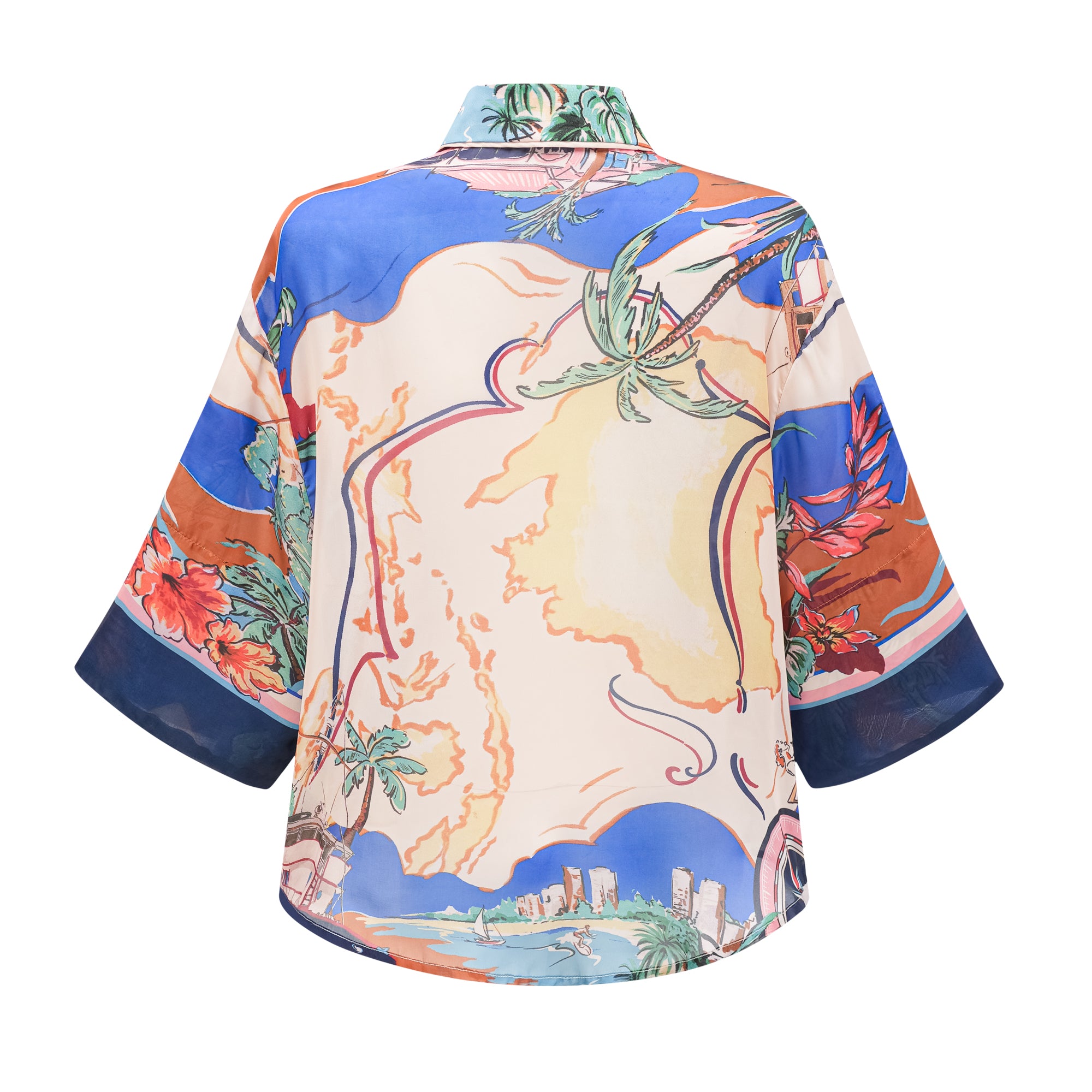 Terra nautical map-print shirt & shorts matching set