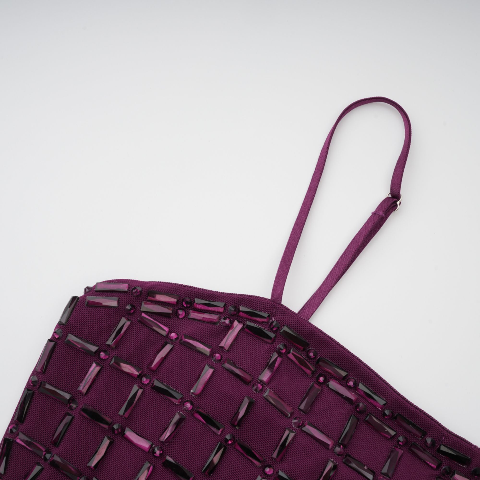 Térébenthine Lila Strass-Mesh-Maxikleid