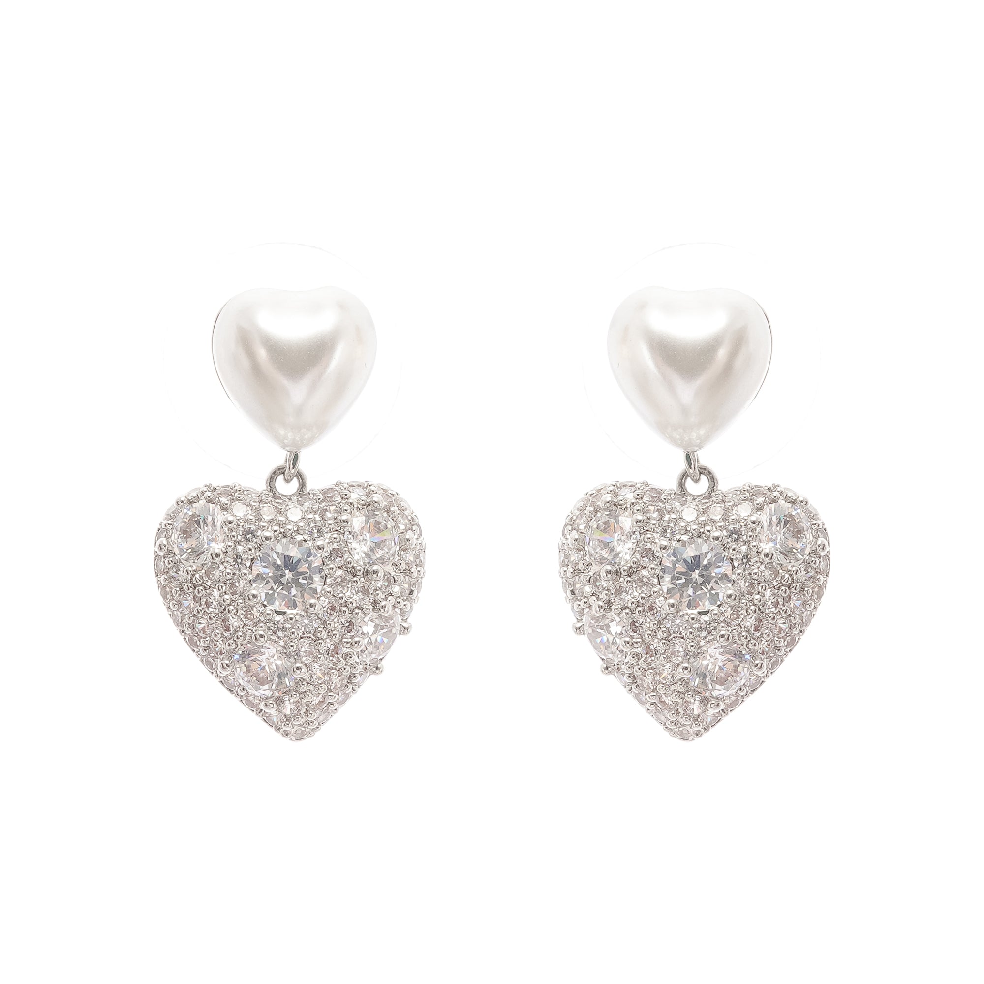 Kévina faux-pearl heart earrings