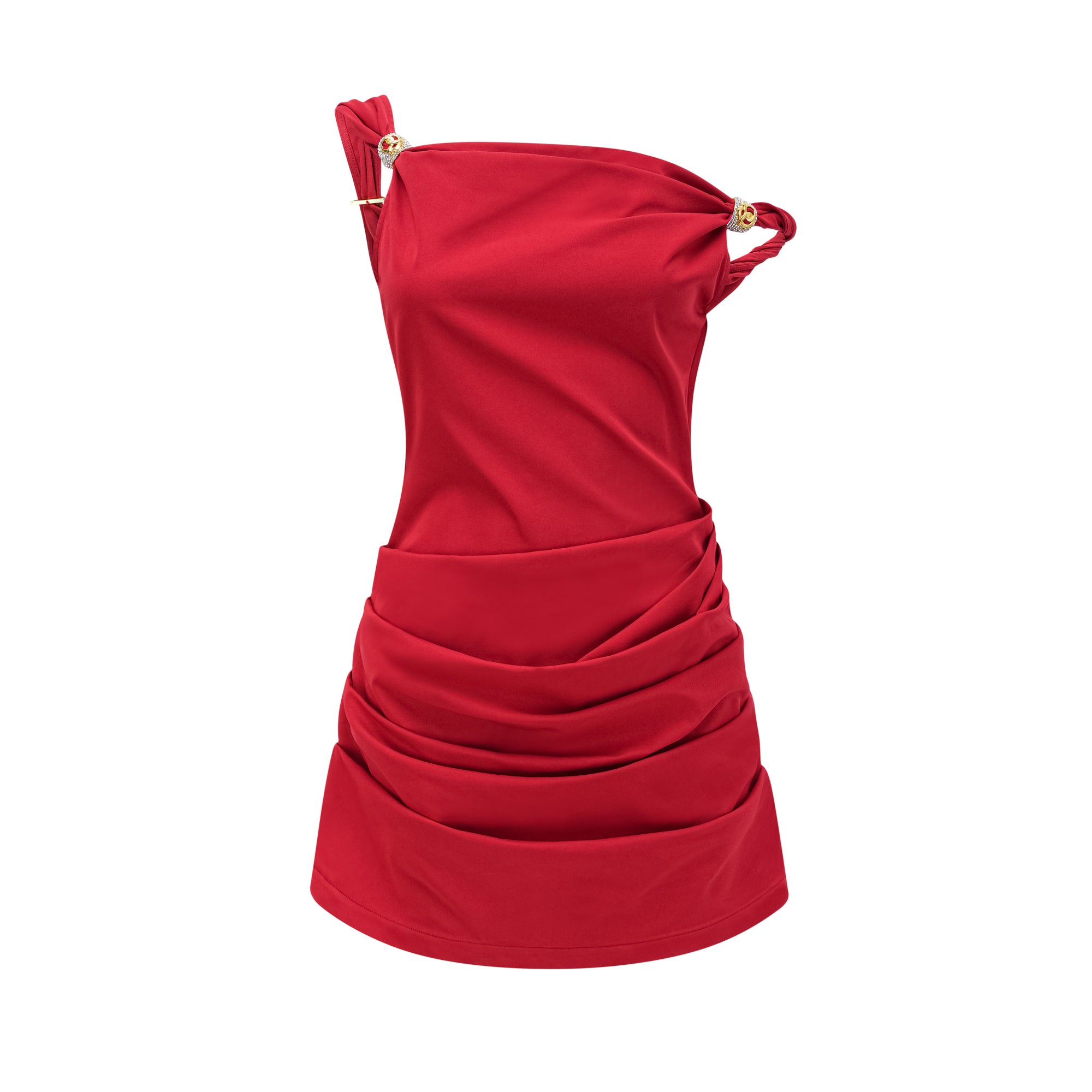 Sophie red pleated mini dress