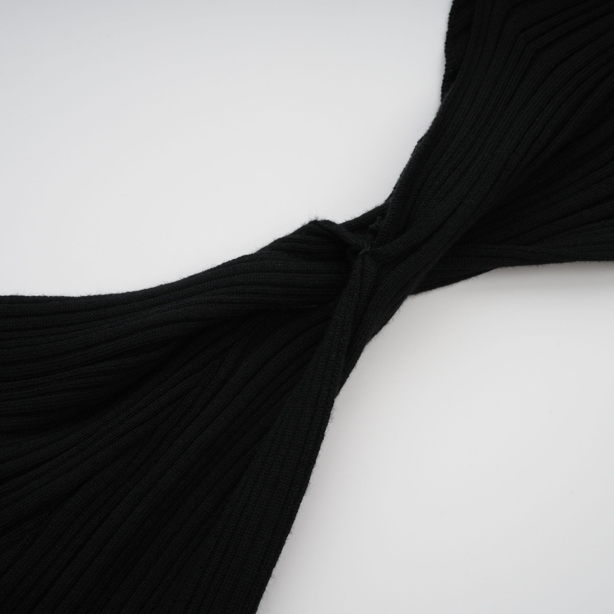 Gabrielle Black Halterneck Ribbed Knit Top