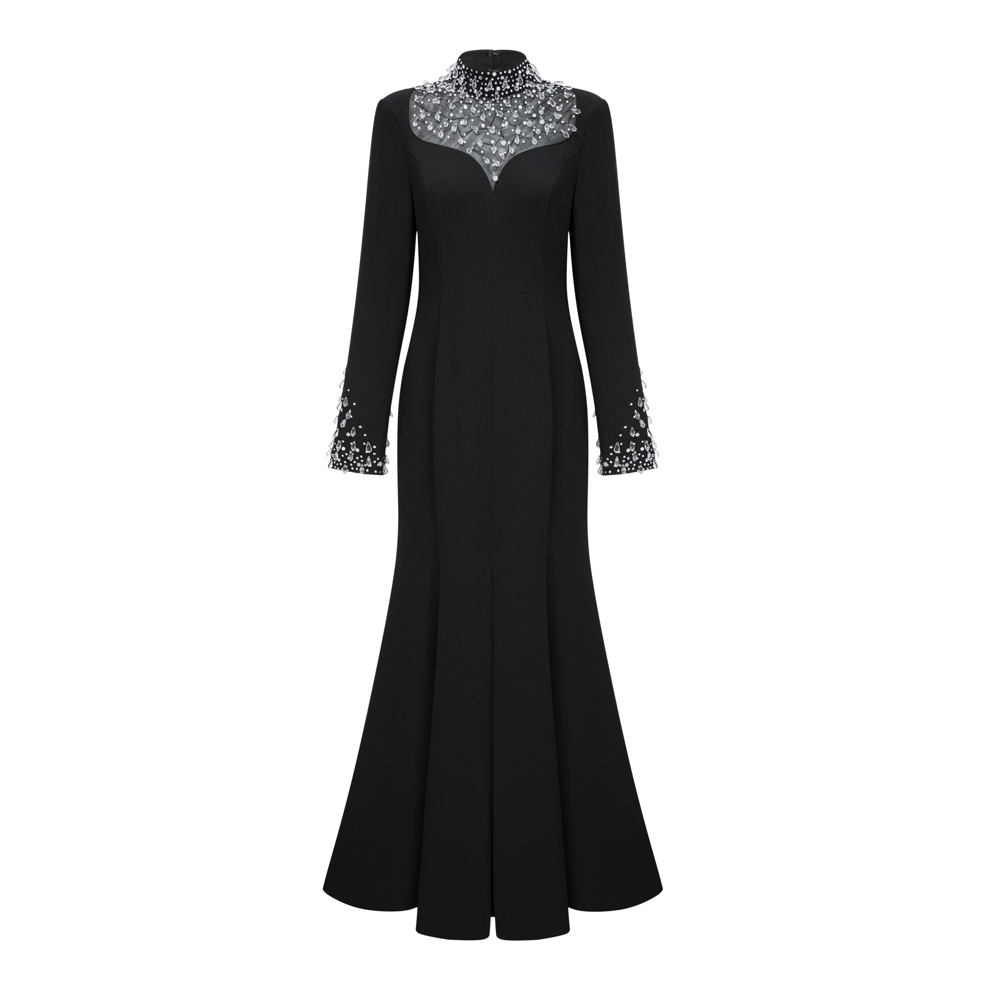 Oona Black Embellished Flared Maxi Gown