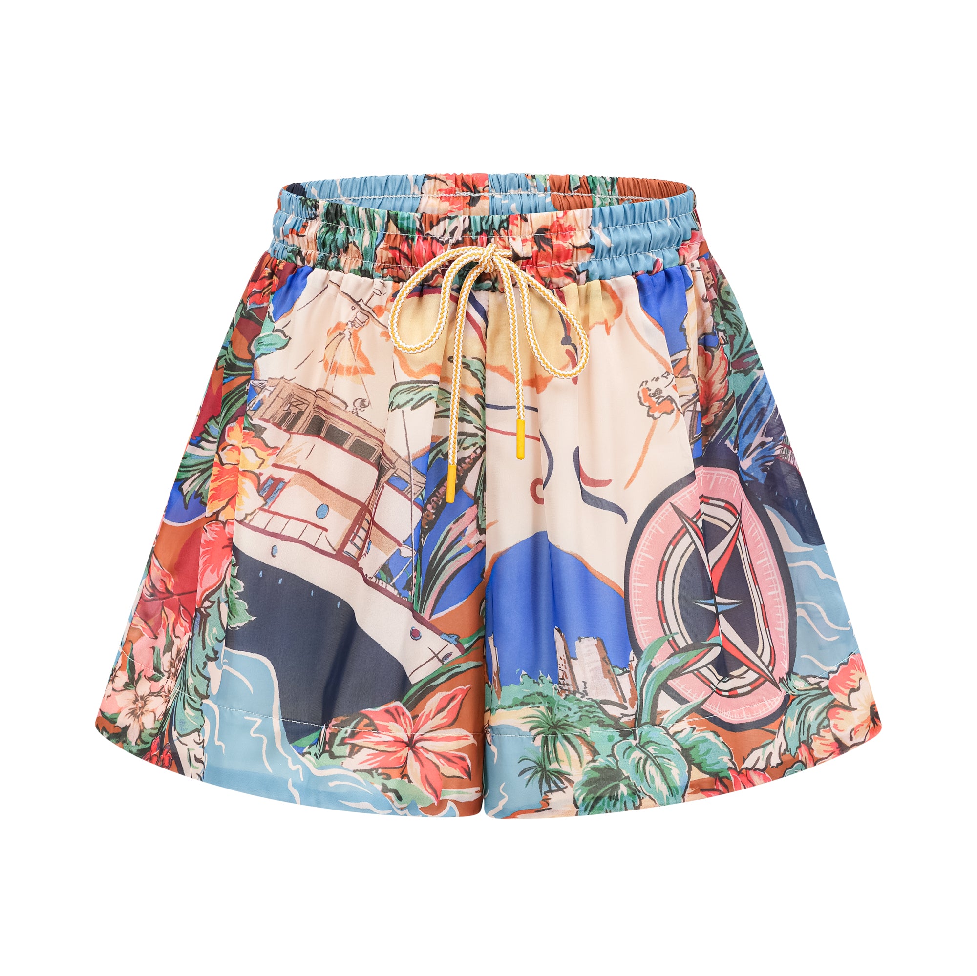 Terra nautical map-print shirt & shorts matching set