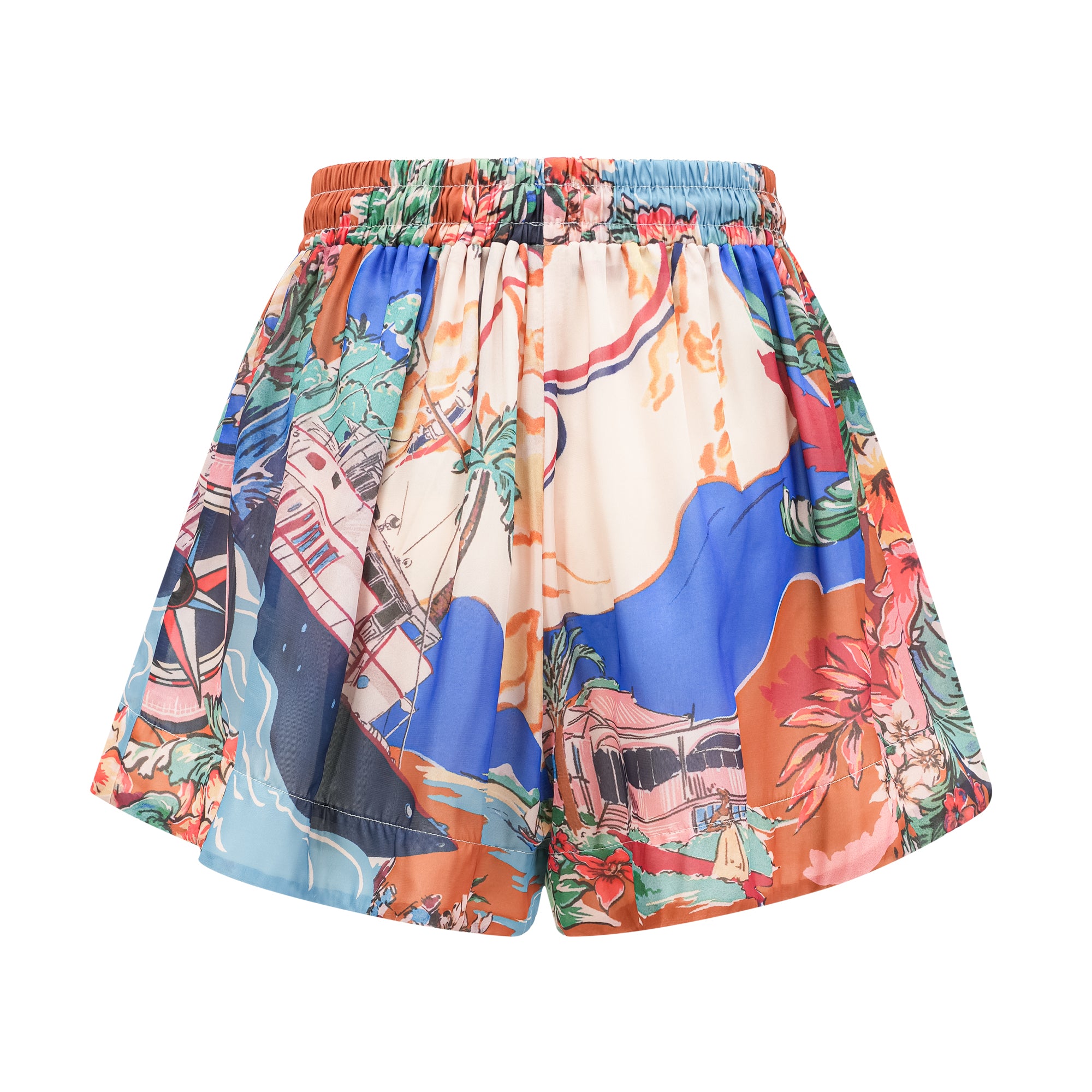 Passendes Set aus Hemd und Shorts mit Terra-Seekarten-Print