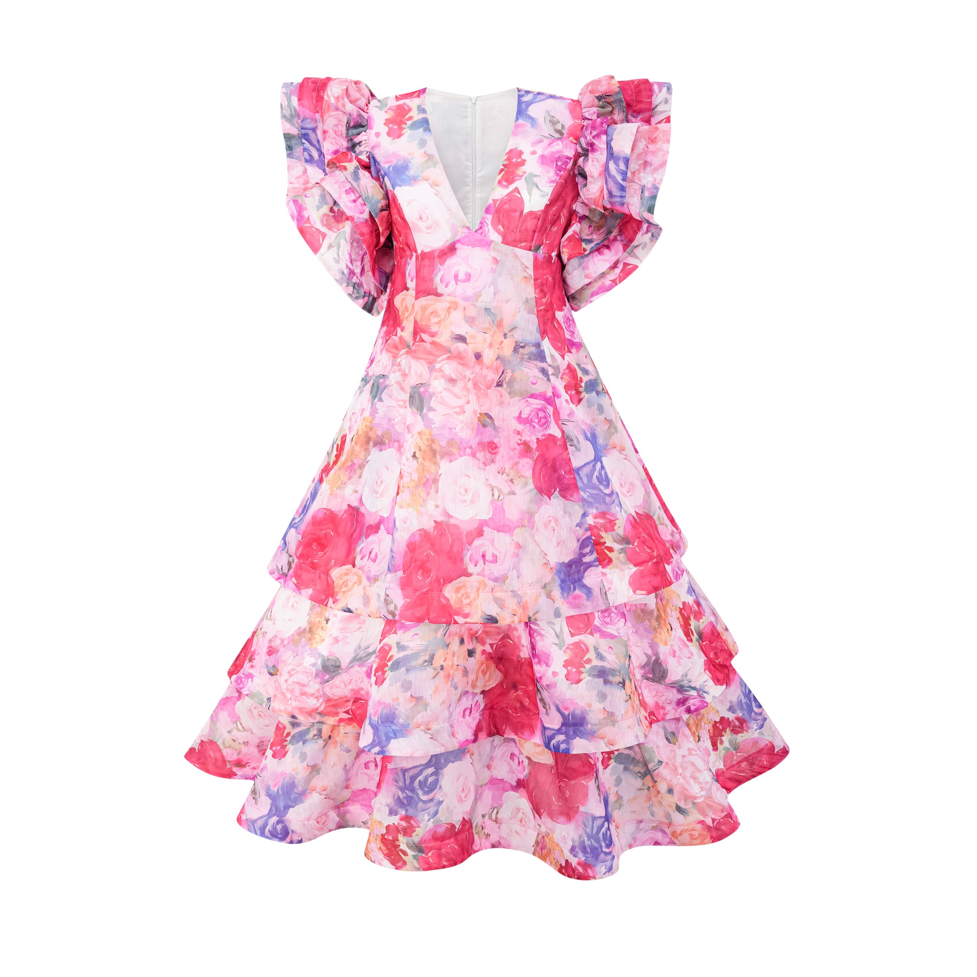 Élodie floral-print ruffled gown