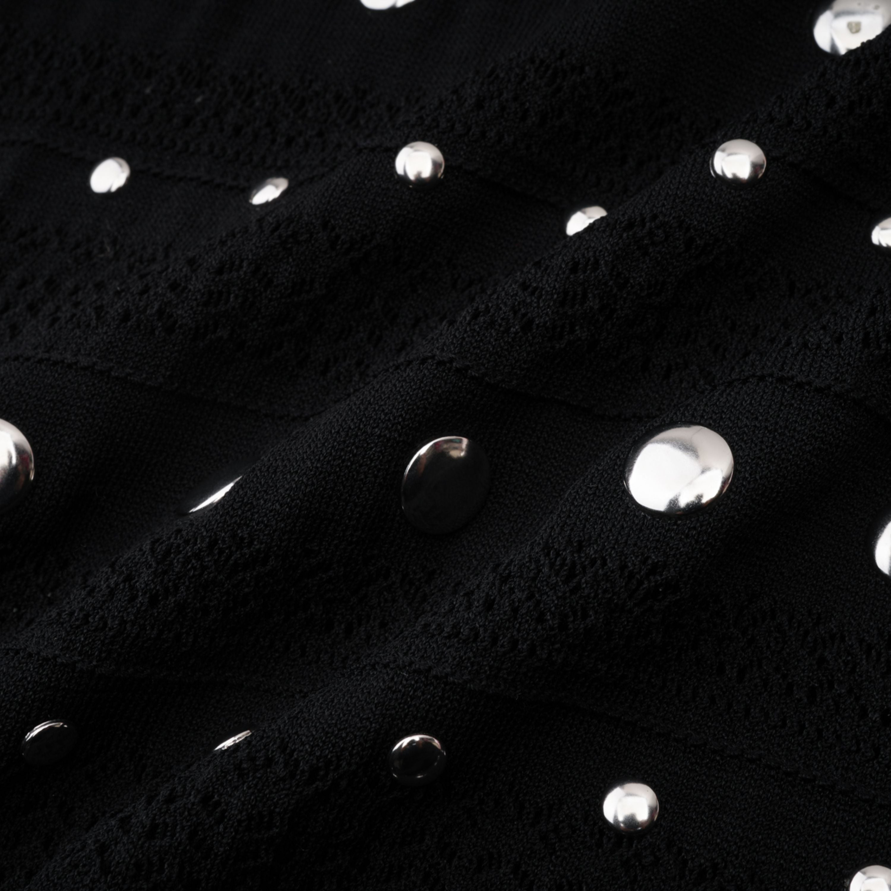 Chloé Black Long Sleeve Studded Crochet Knit Midi dress