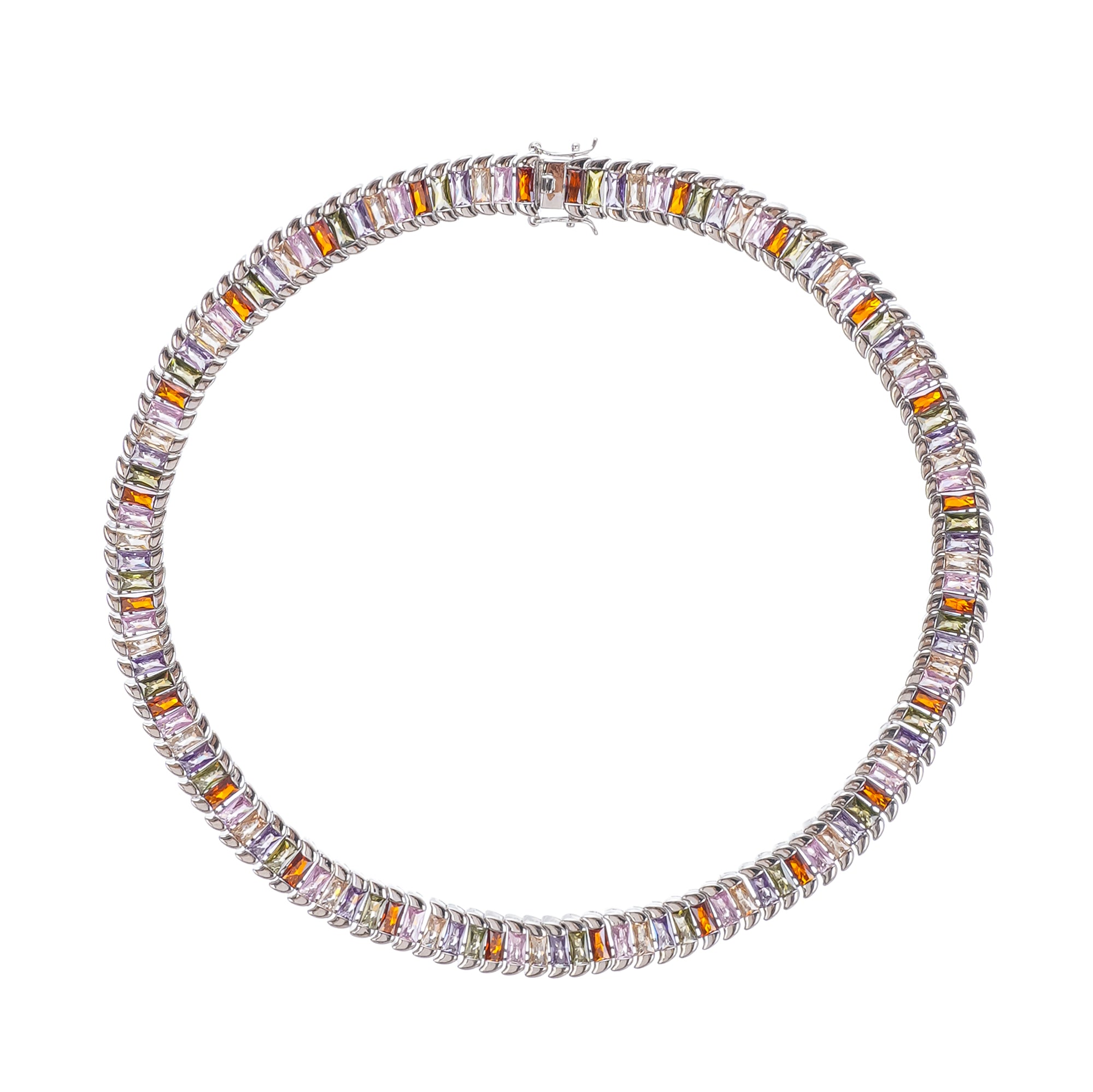 Isoline Silver Tone Crystal Embellished Necklace