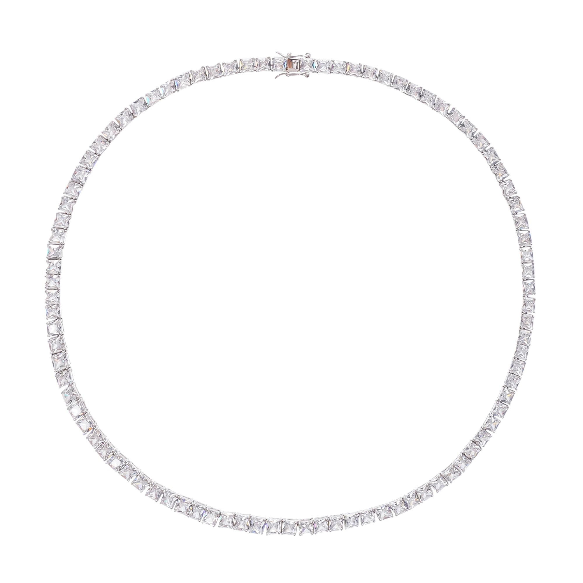 Avril Silver Tone Square Cut Crystal Embellished Necklace