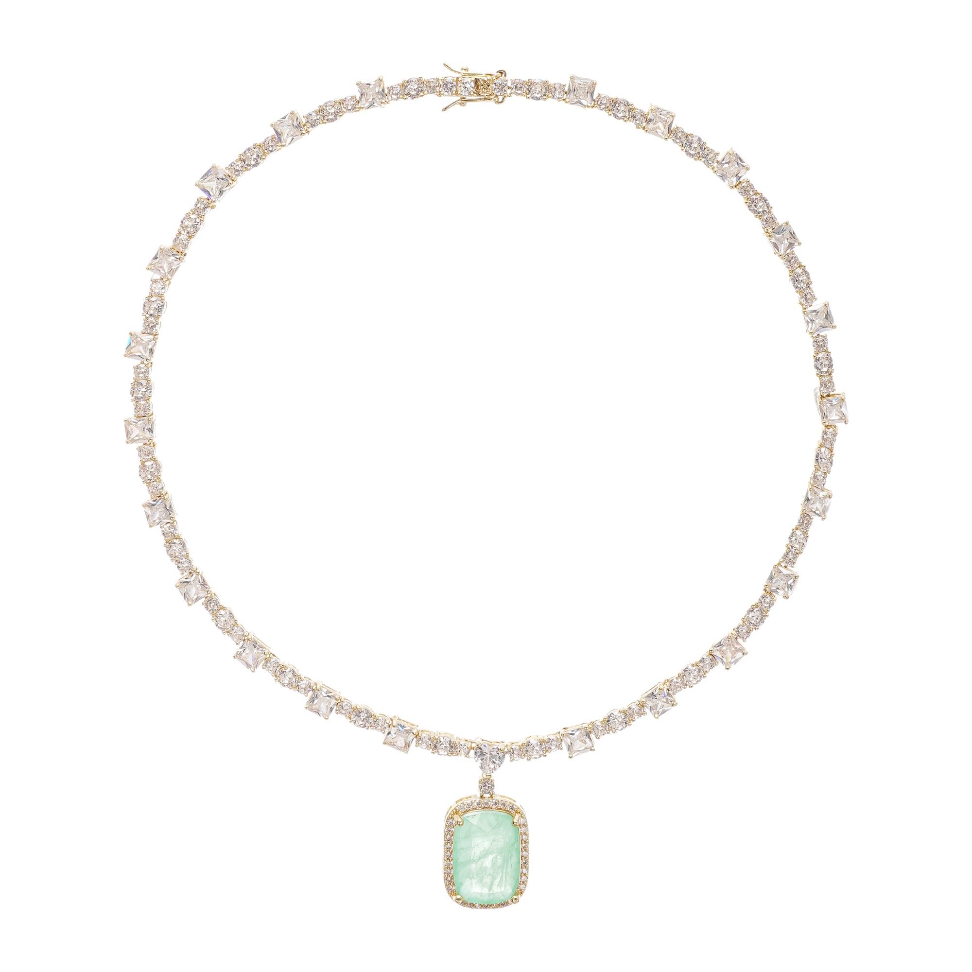 Clémence Gold Tone Oval Gemstone Pendant Necklace