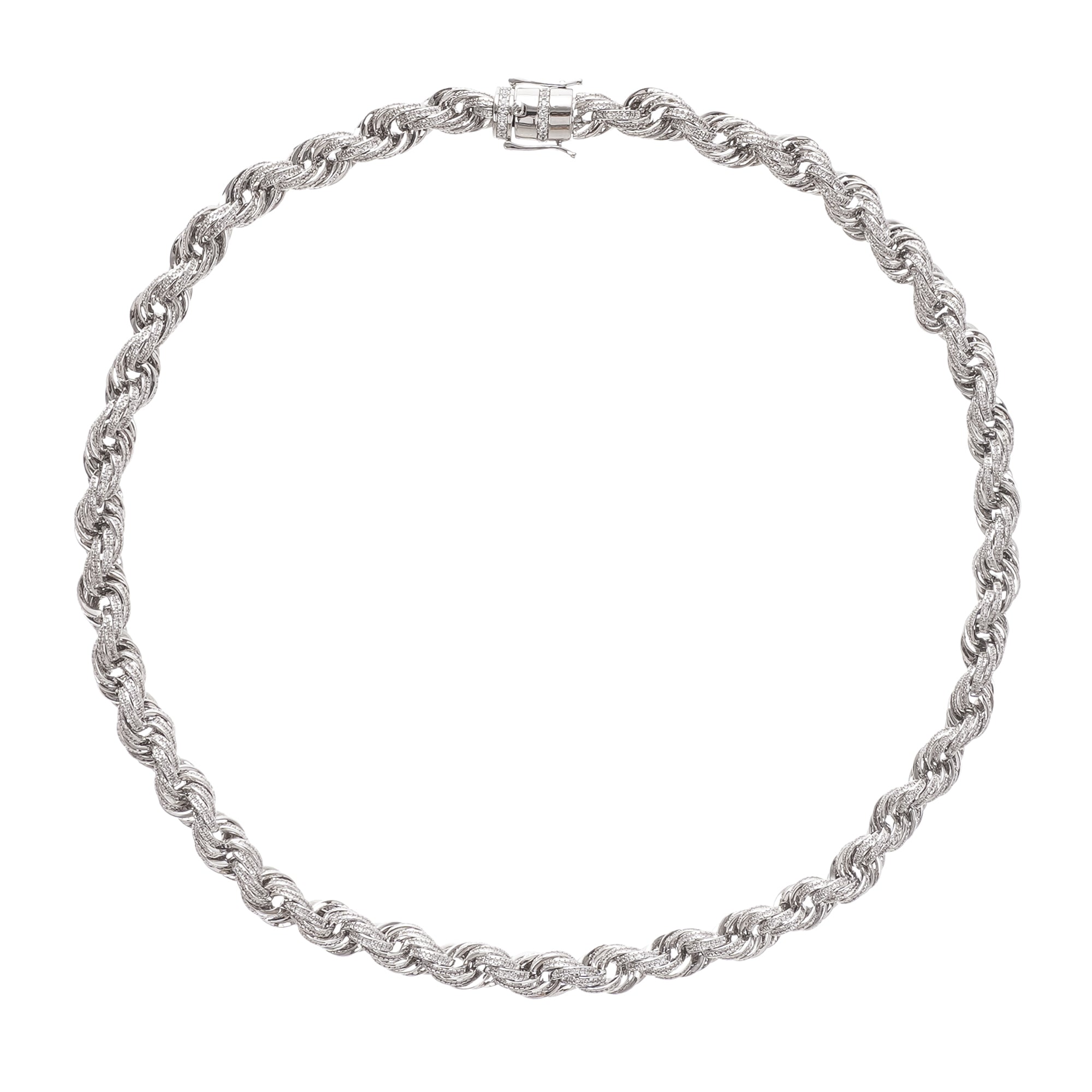 Aventin – Silberfarbene Halskette mit Kabelgliedern und Kristallverzierung