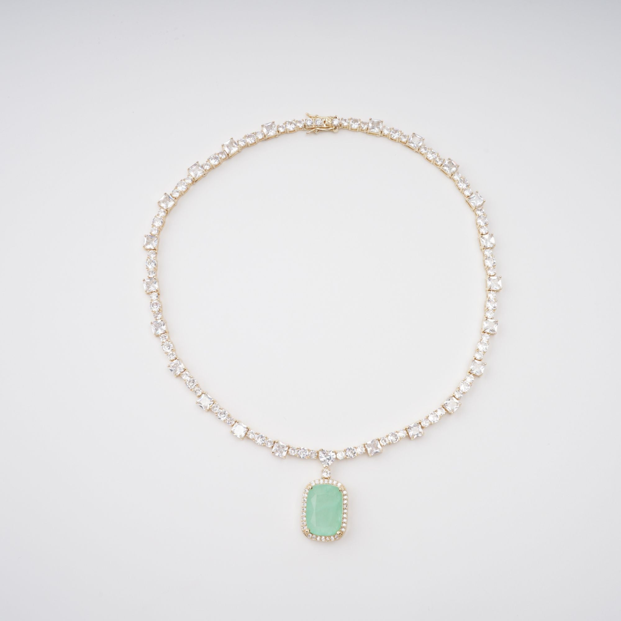 Clémence Gold Tone Oval Gemstone Pendant Necklace