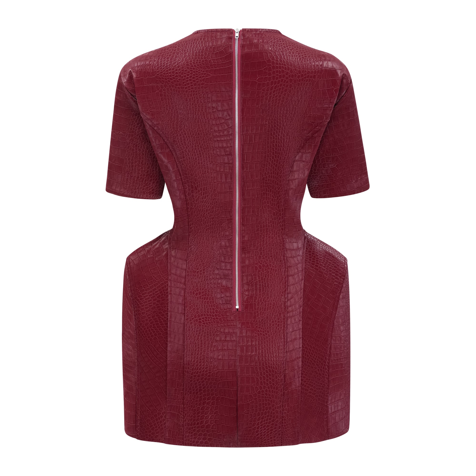 Mini-robe en cuir rouge Frankie avec boutons décoratifs