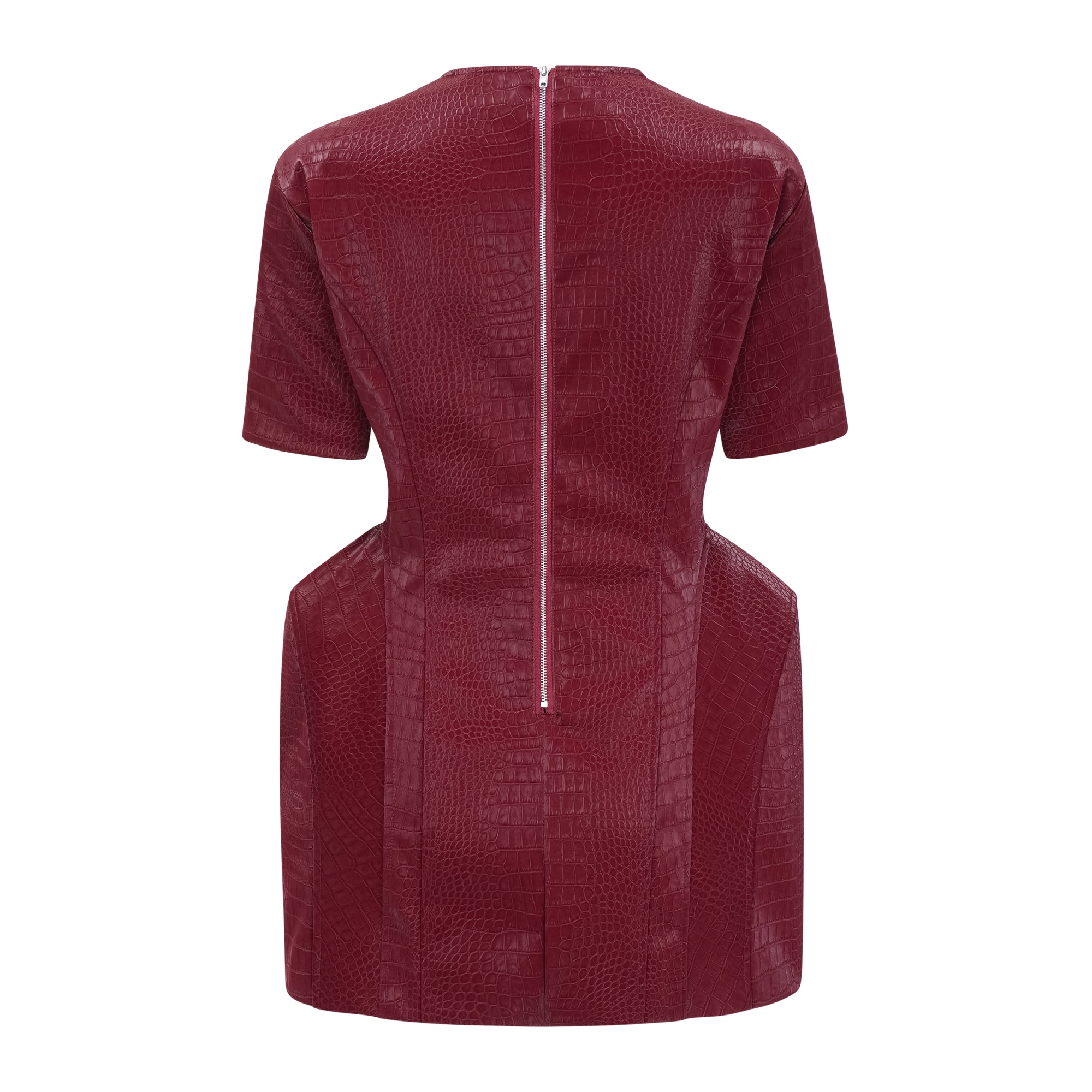 فستان قصير من الجلد الأحمر من Frankie مع أزرار زخرفية