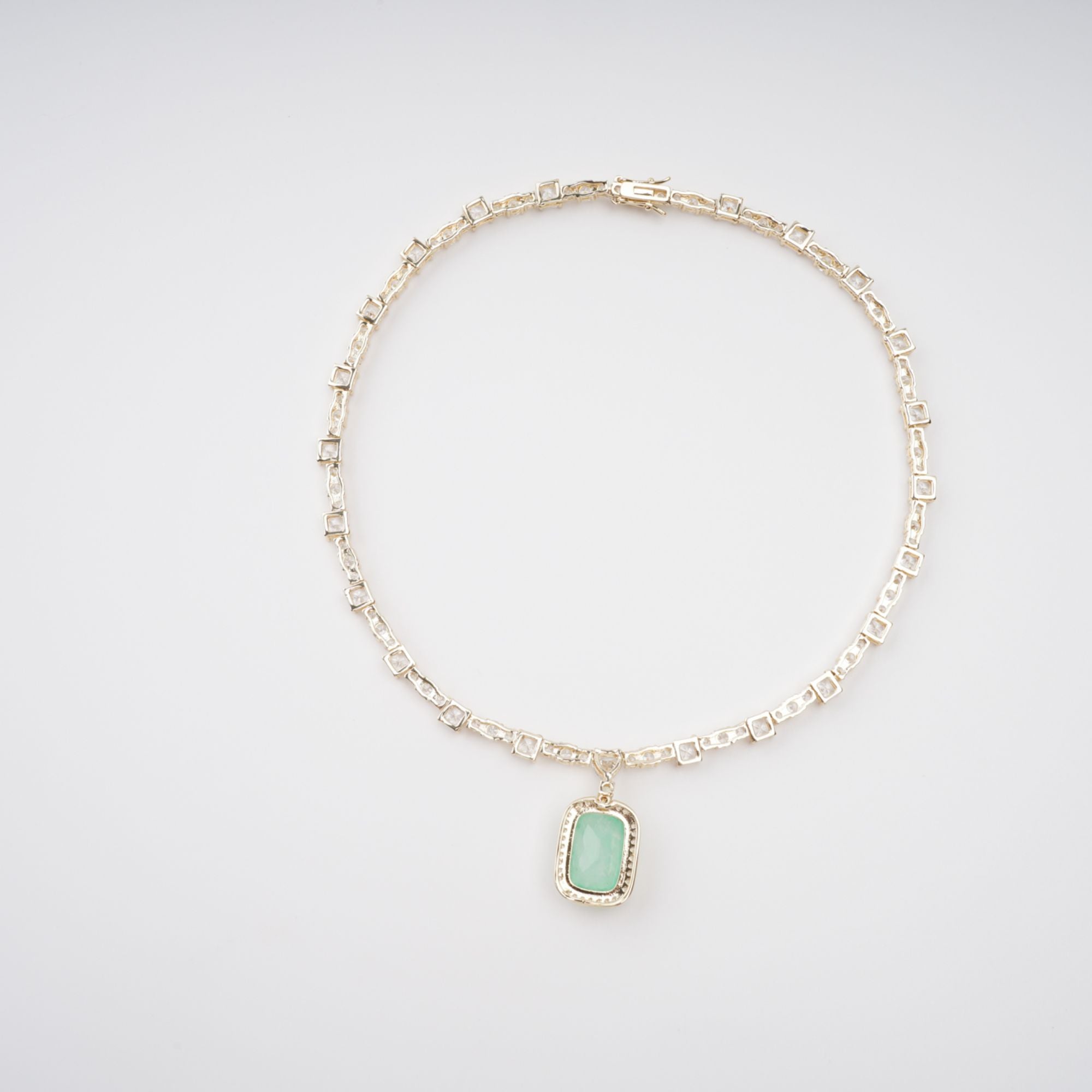 Clémence Gold Tone Oval Gemstone Pendant Necklace