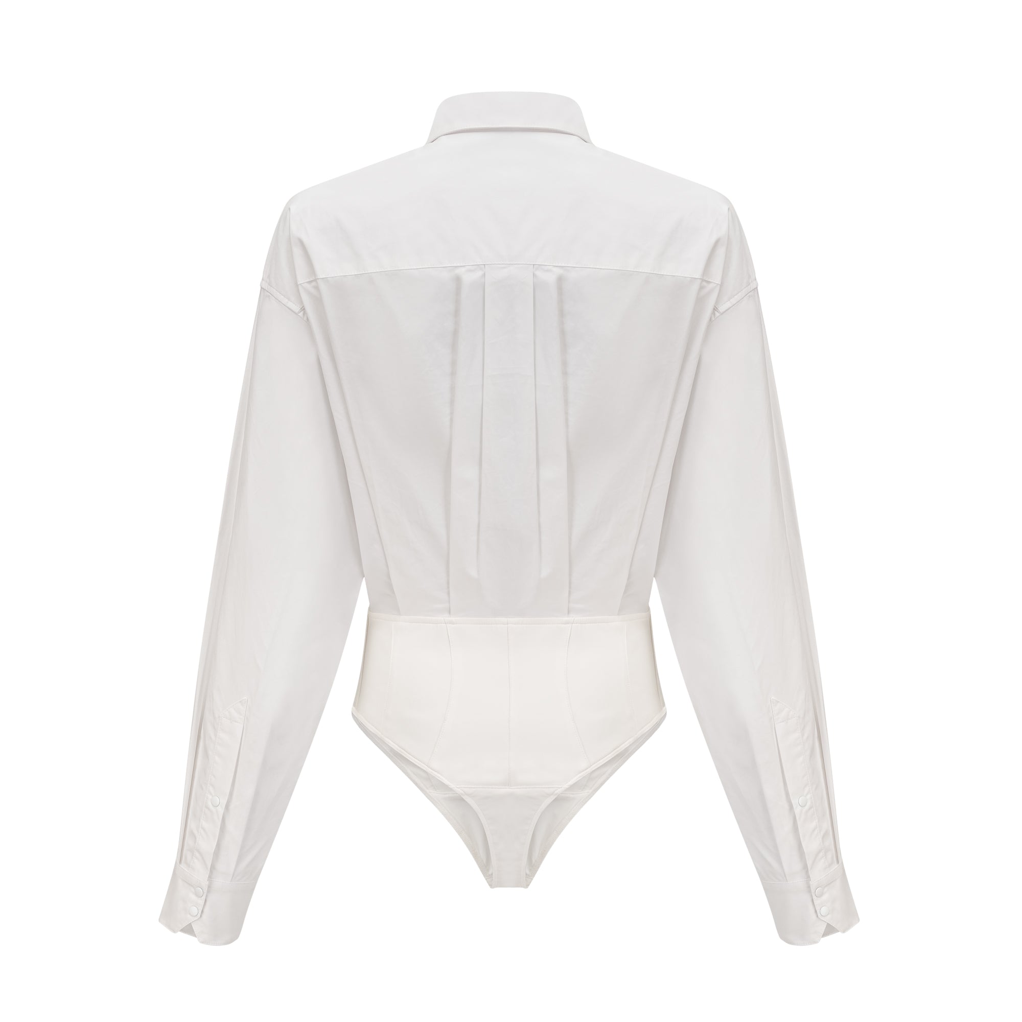 Joan jersey-trimmed cotton-poplin thong bodysuit