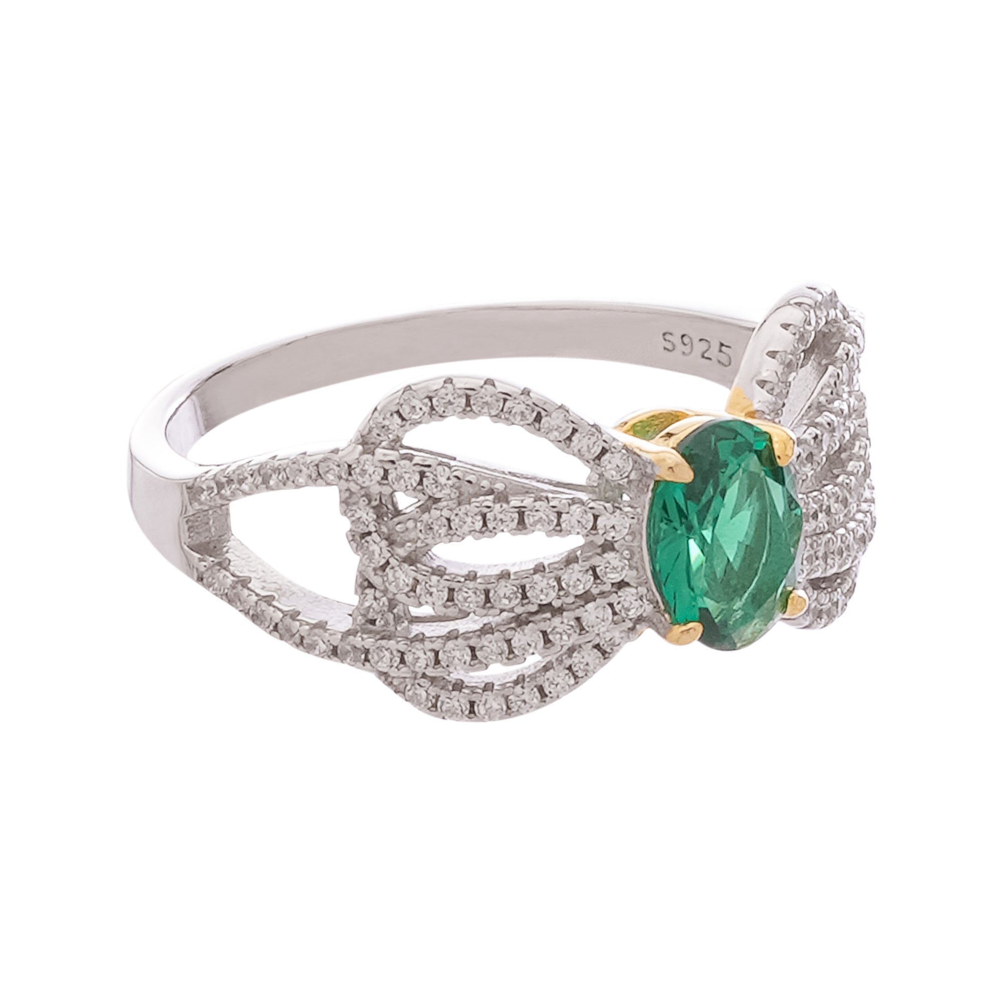 María Green Bow Detail Silver Ring