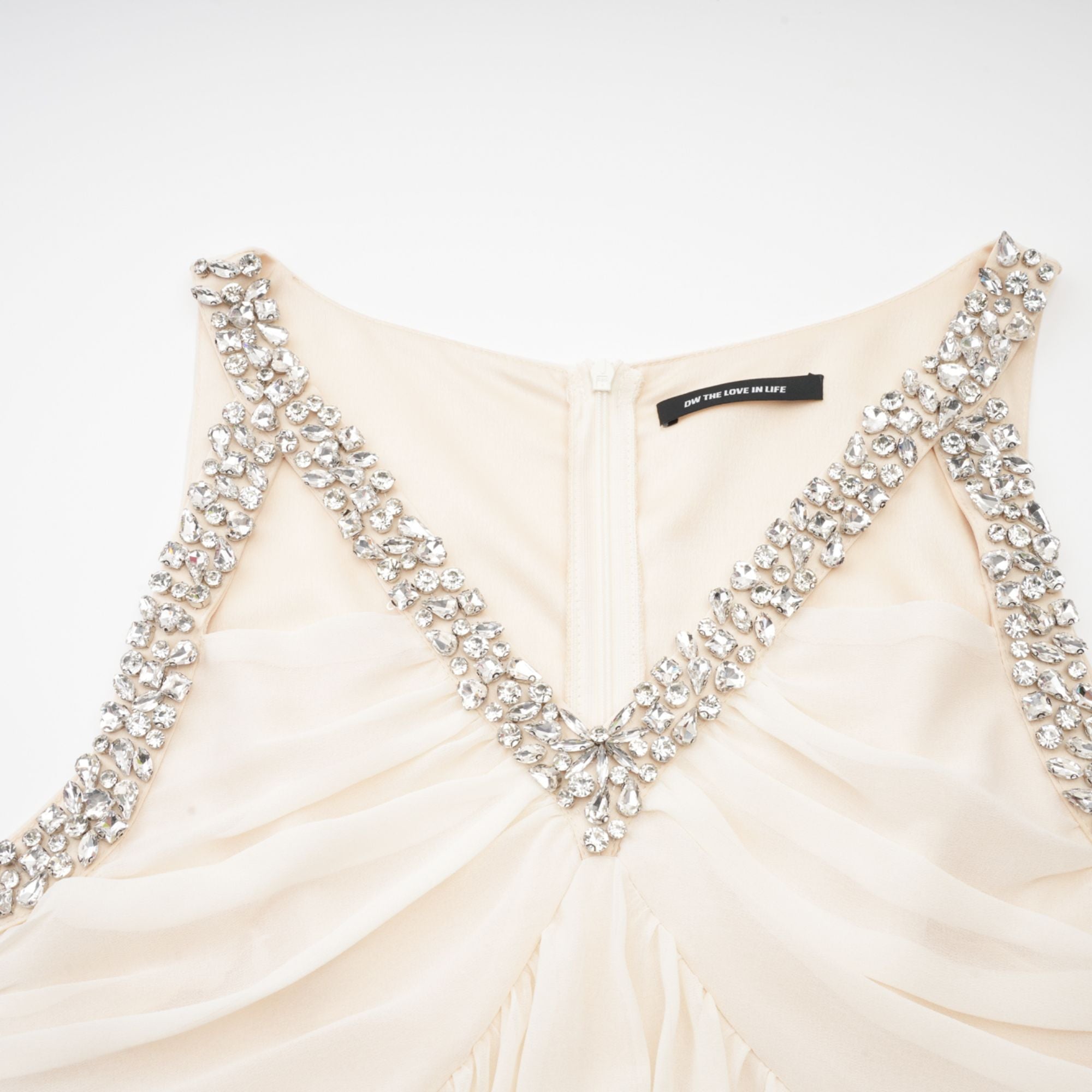 Roseline crystal-embellished V-neck dress