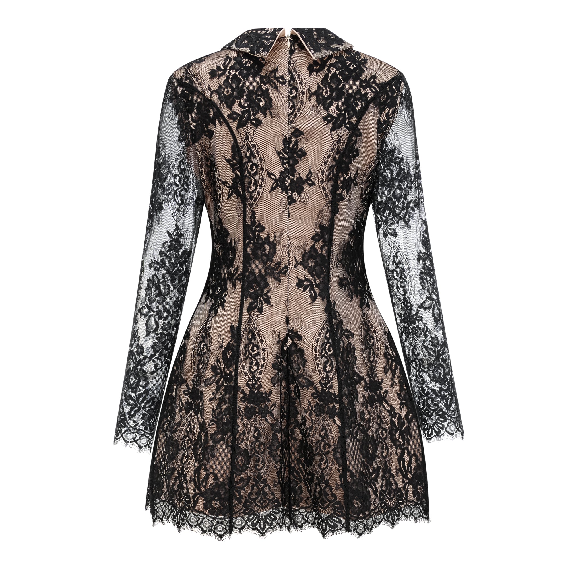 Black Floral Lace Mini Dress