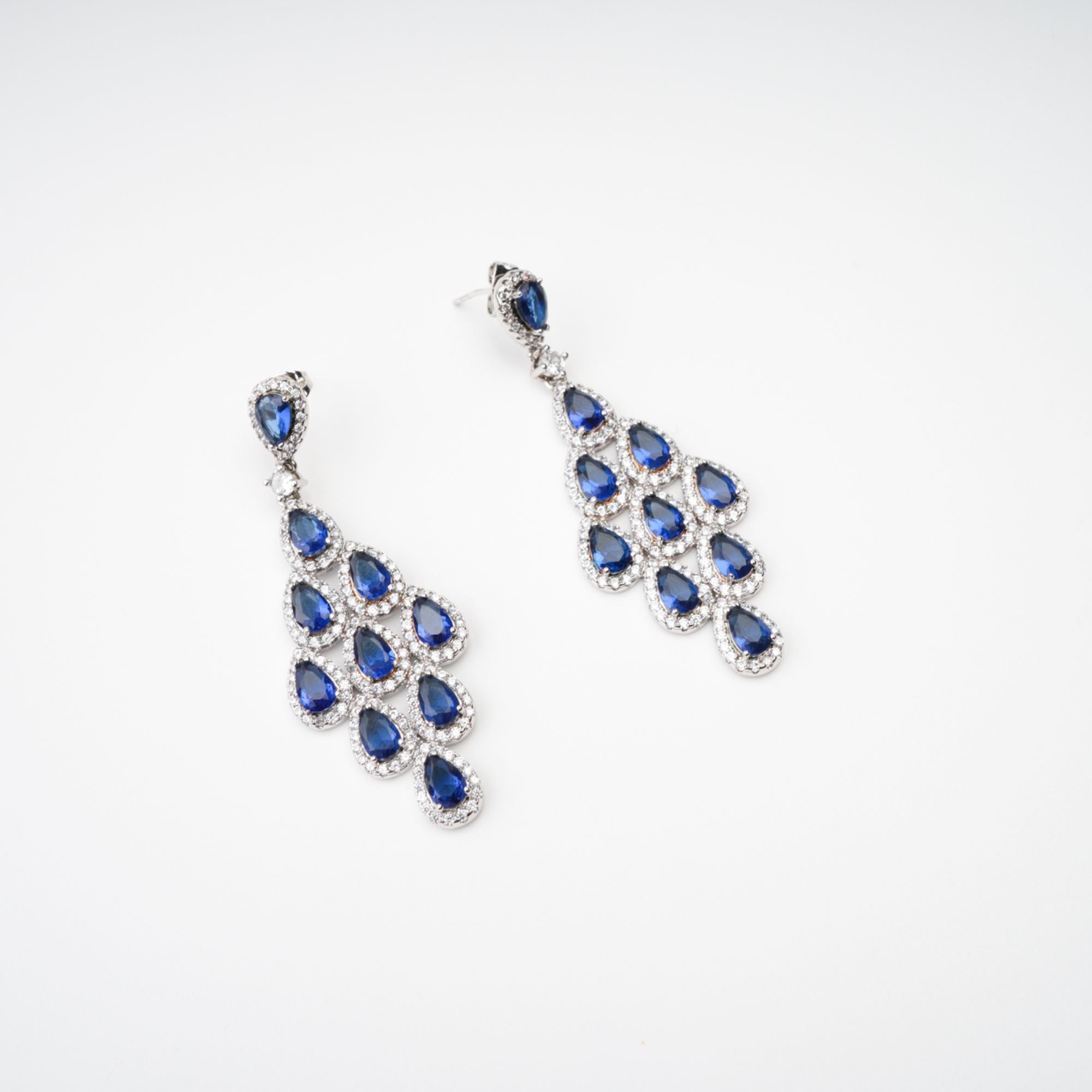 Estelle Blue Crystal Embellished Sterling Silver Earrings