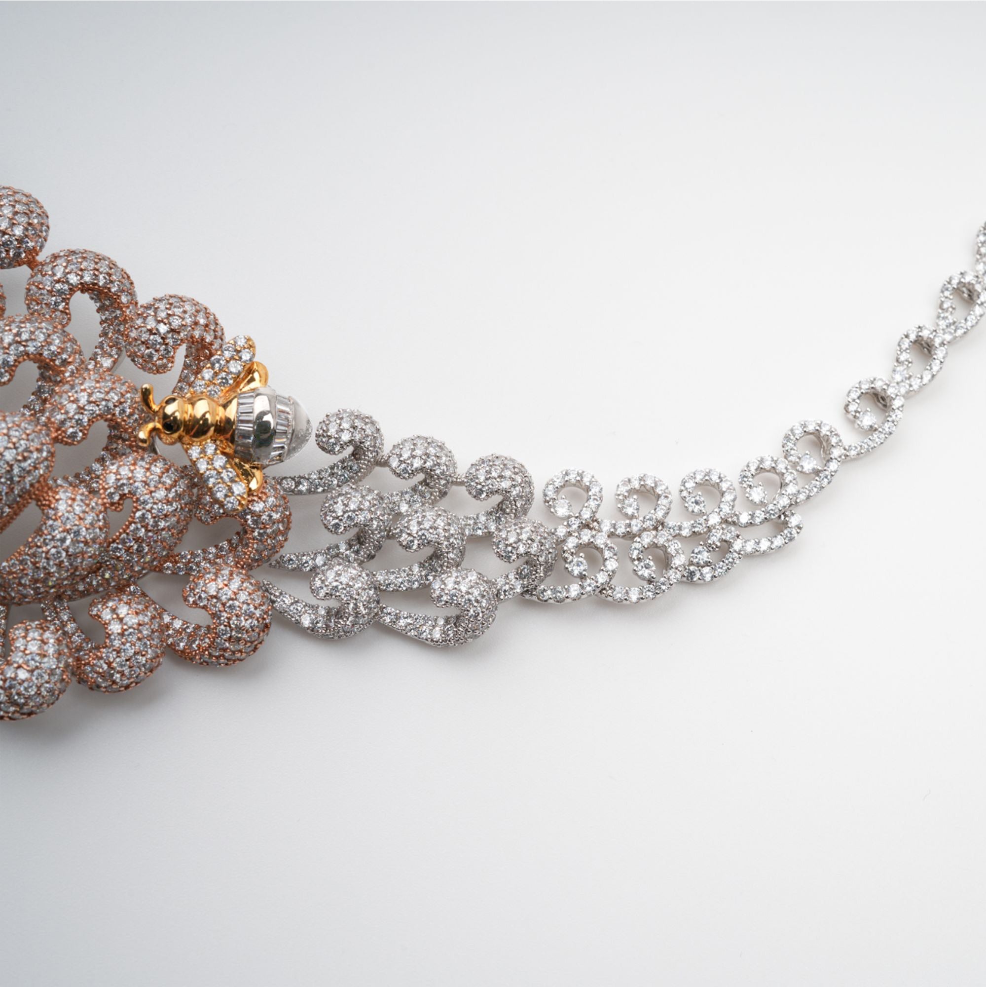 Anthemon Silver Tone Crystal Embellished Necklace