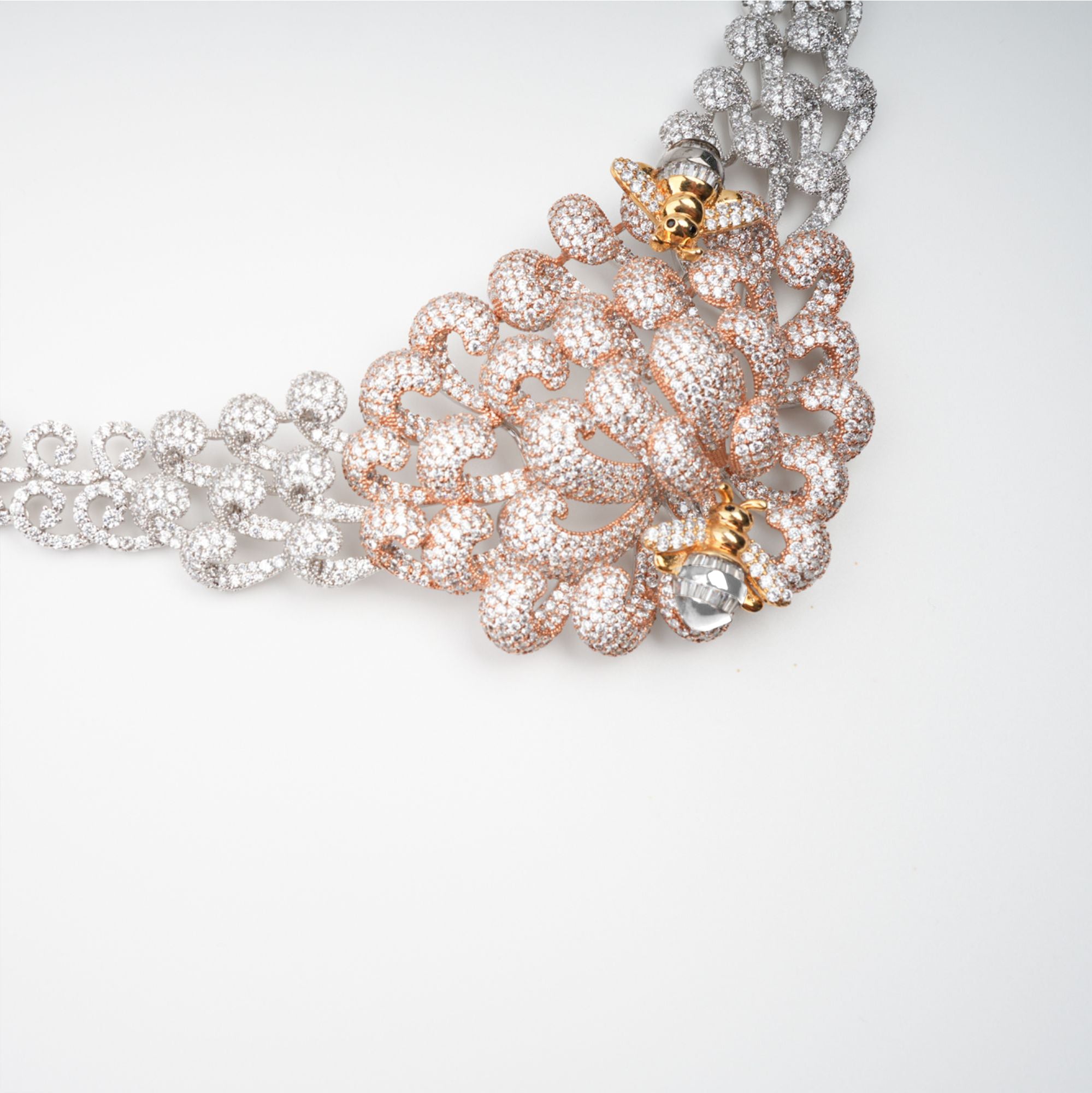 Anthemon Silver Tone Crystal Embellished Necklace