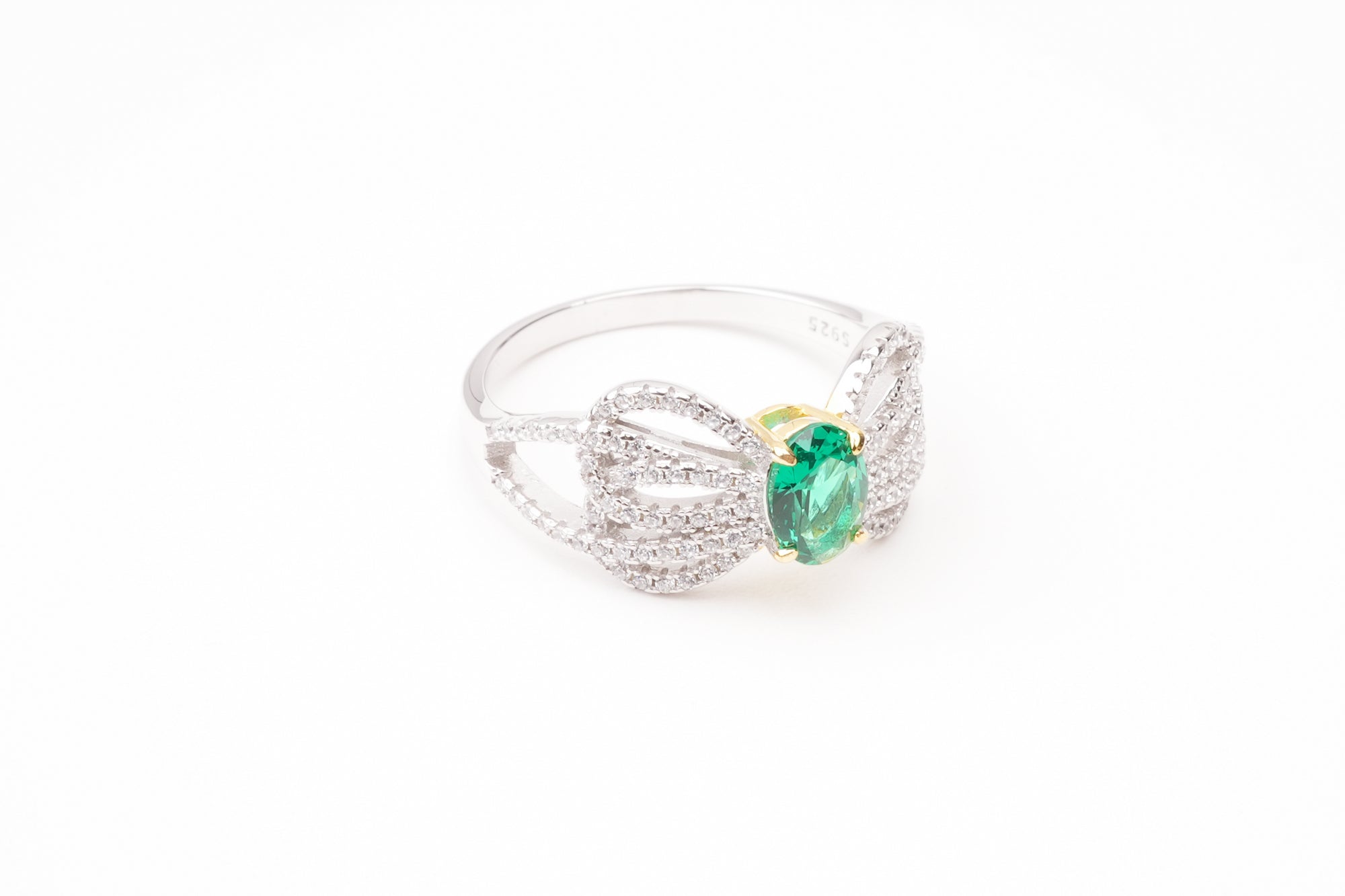 María Green Bow Detail Silver Ring