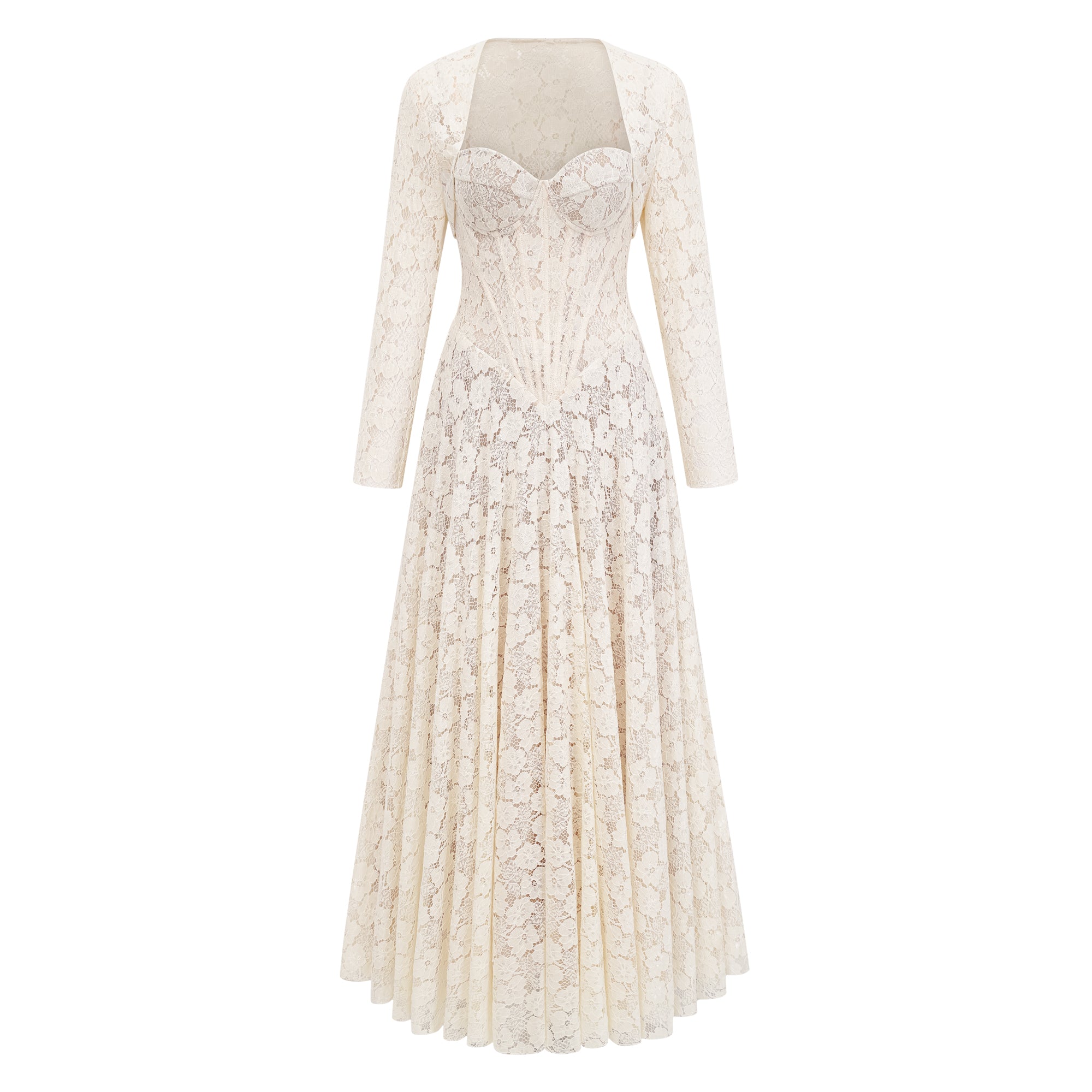 Celina White Lace Corset Maxi Dress