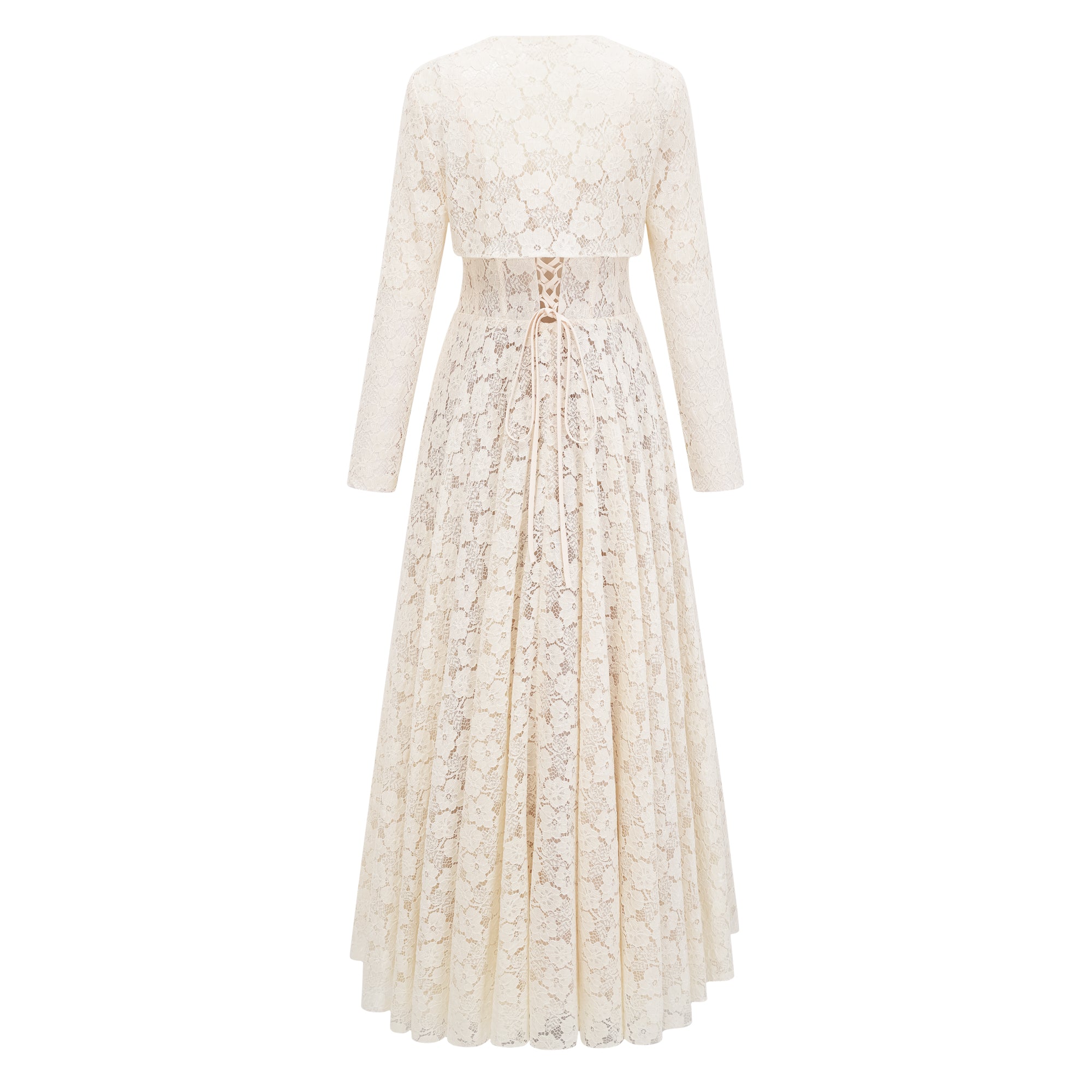 Celina White Lace Corset Maxi Dress