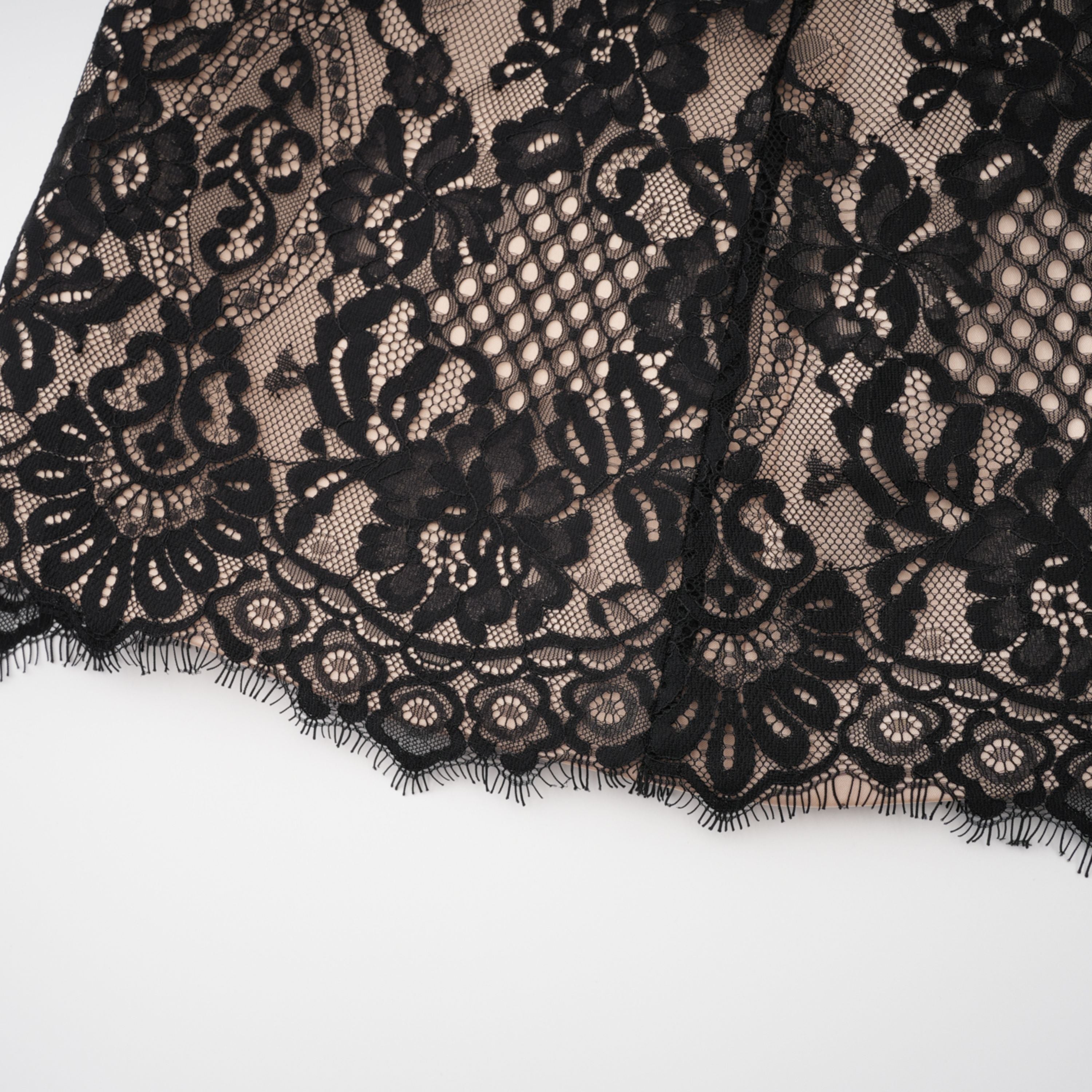 Black Floral Lace Mini Dress