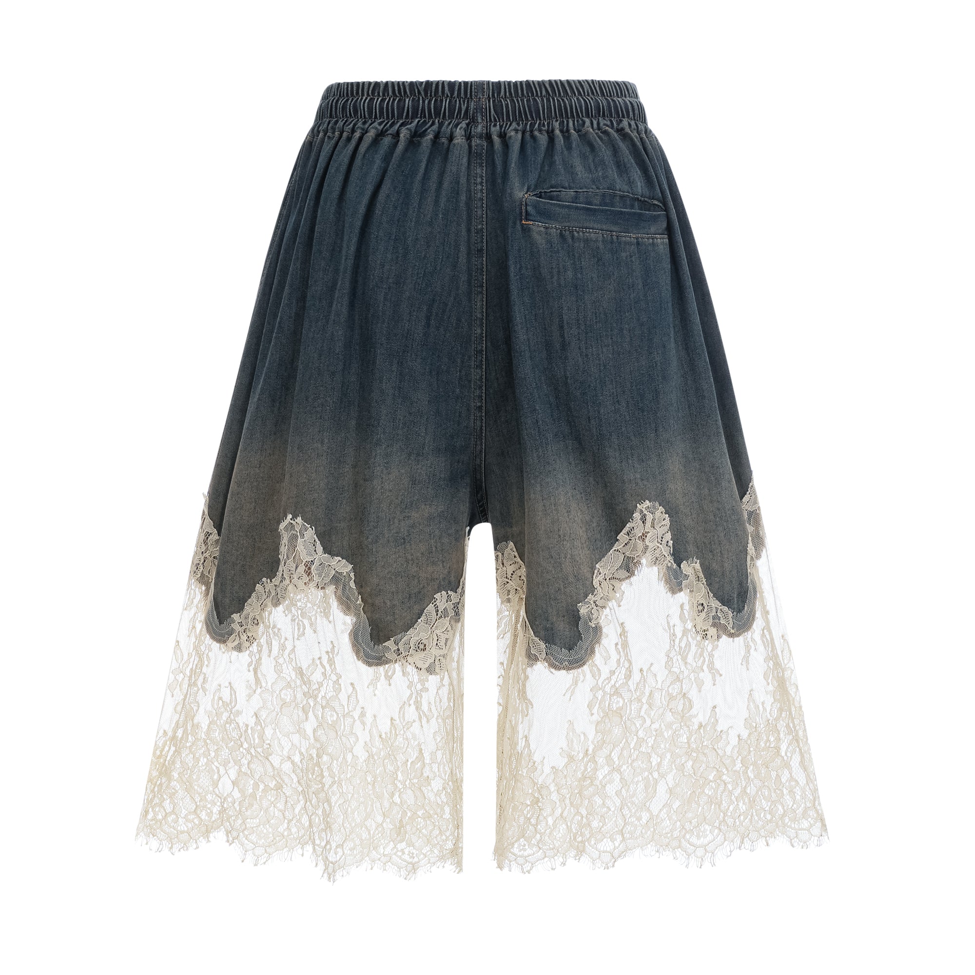 Sylvie lace-detail denim top & shorts matching set