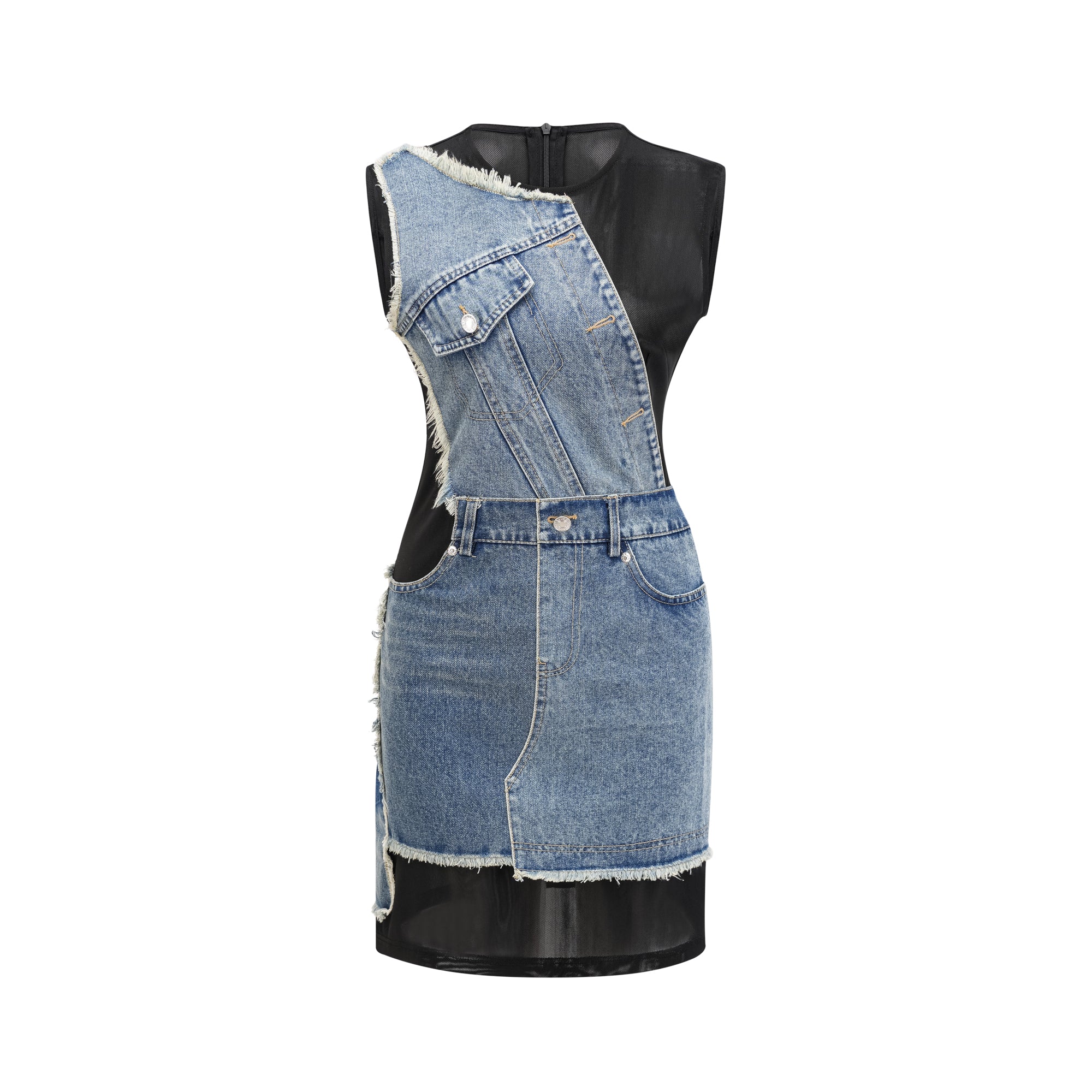 Lana denim patchwork sleeveless dress