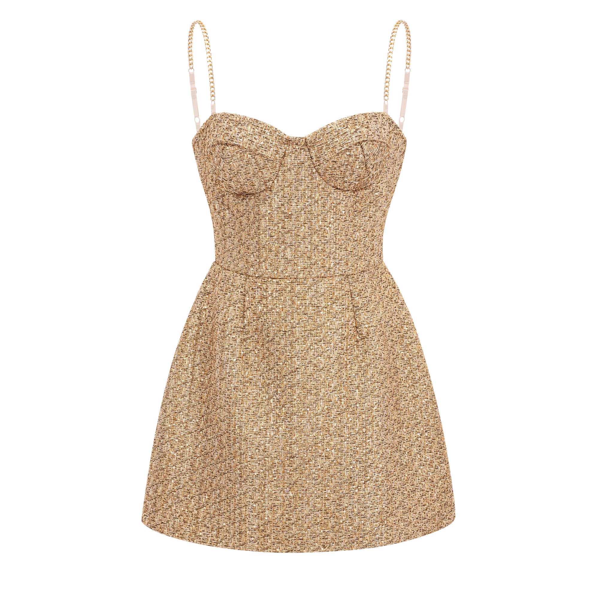 فستان قصير من التويد بياقة على شكل قلب من Arna Gold