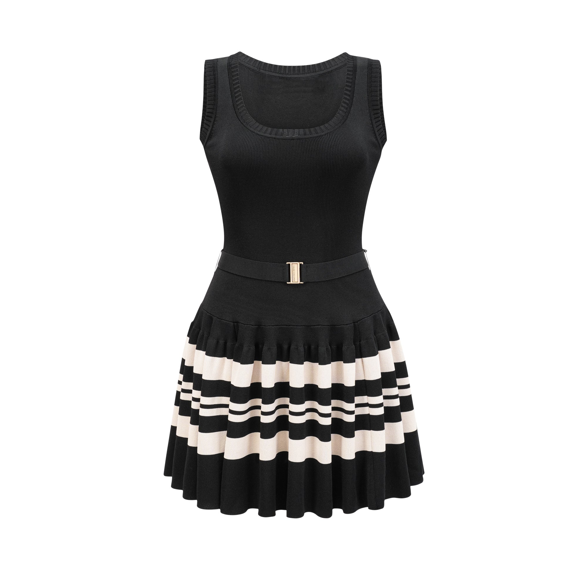 Clothilde striped-pattern pleated mini dress