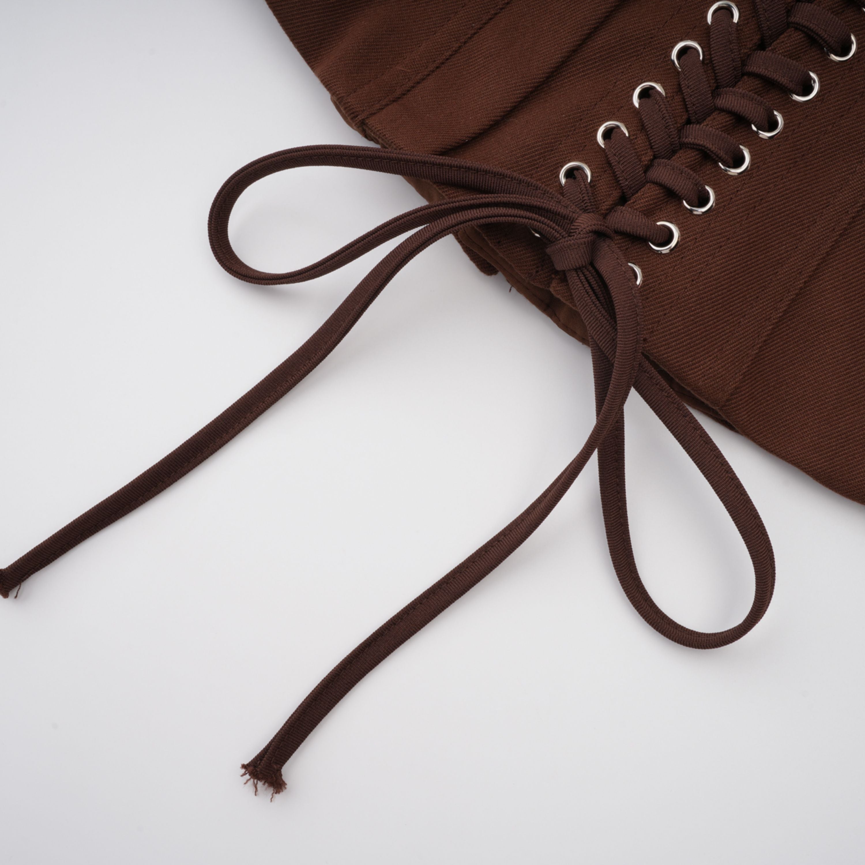 Indre Brown Lace Up Corset Crop Top
